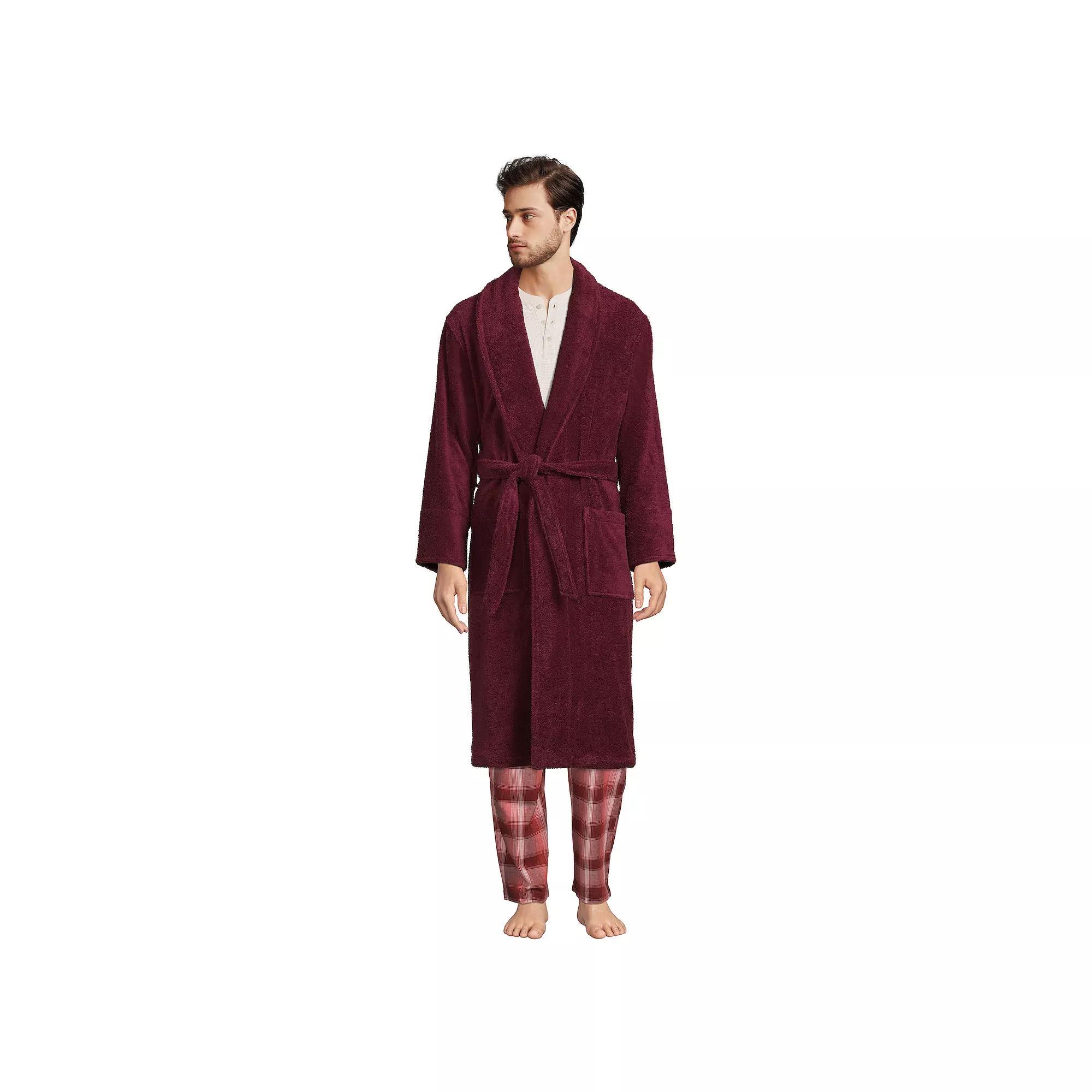 Big & Tall Lands' End Calf-Length Turkish Terry Robe, Men's, Size: Medium Tall, White Product Image