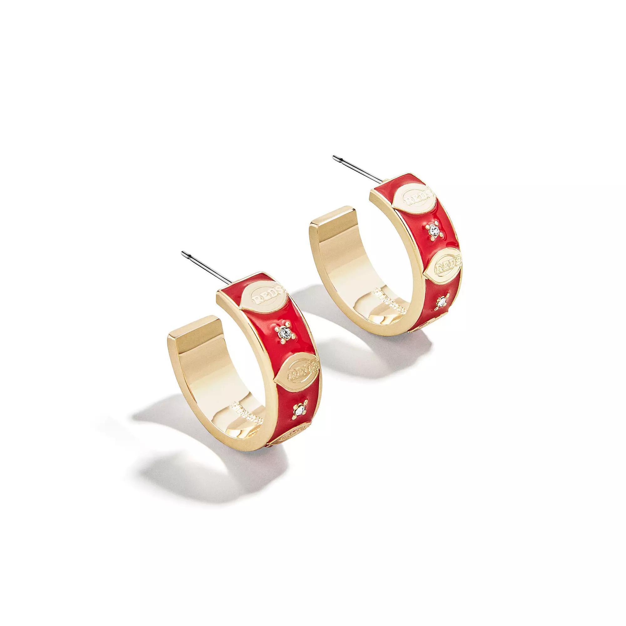 WEAR By Erin Andrews x BaubleBar Cincinnati Reds Enamel Hoop Earrings, Women's, Red Gold Product Image