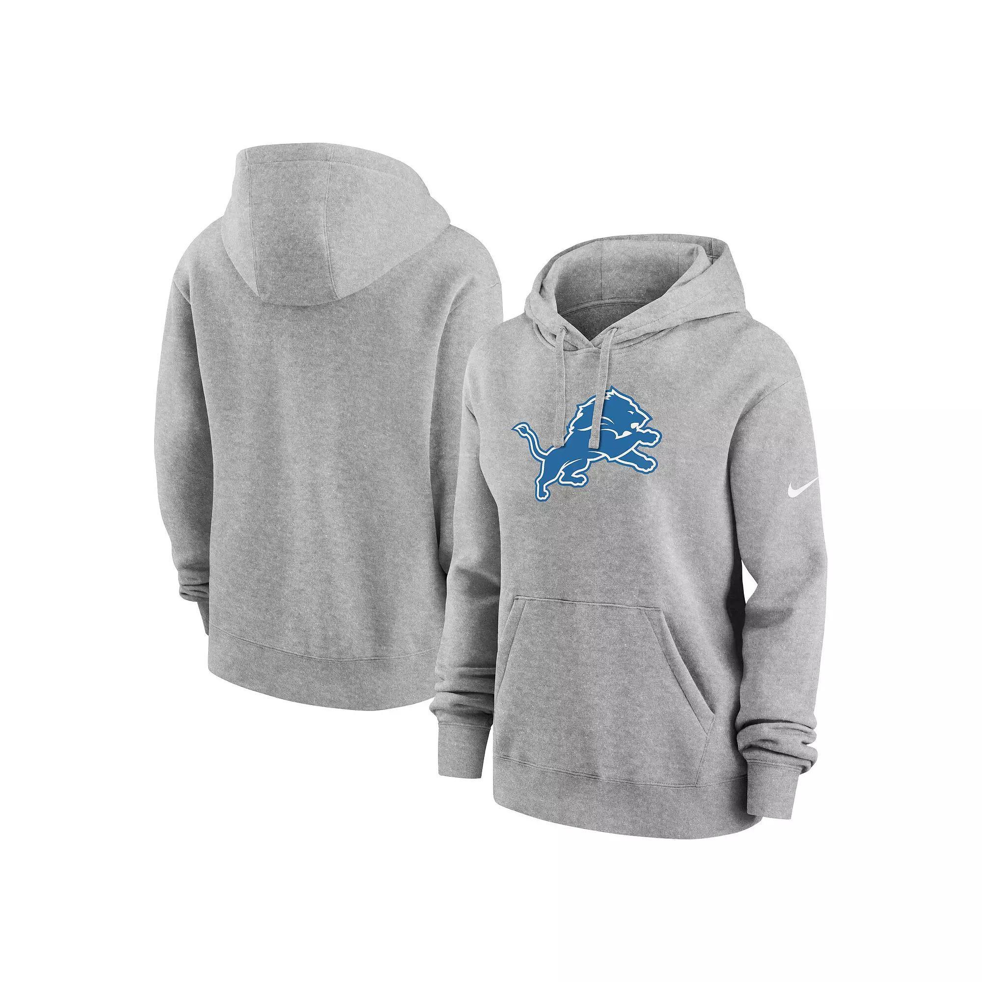 Women's Nike Heather Gray Detroit Lions Club Fleece Pullover Hoodie, Size: Small, Grey Product Image
