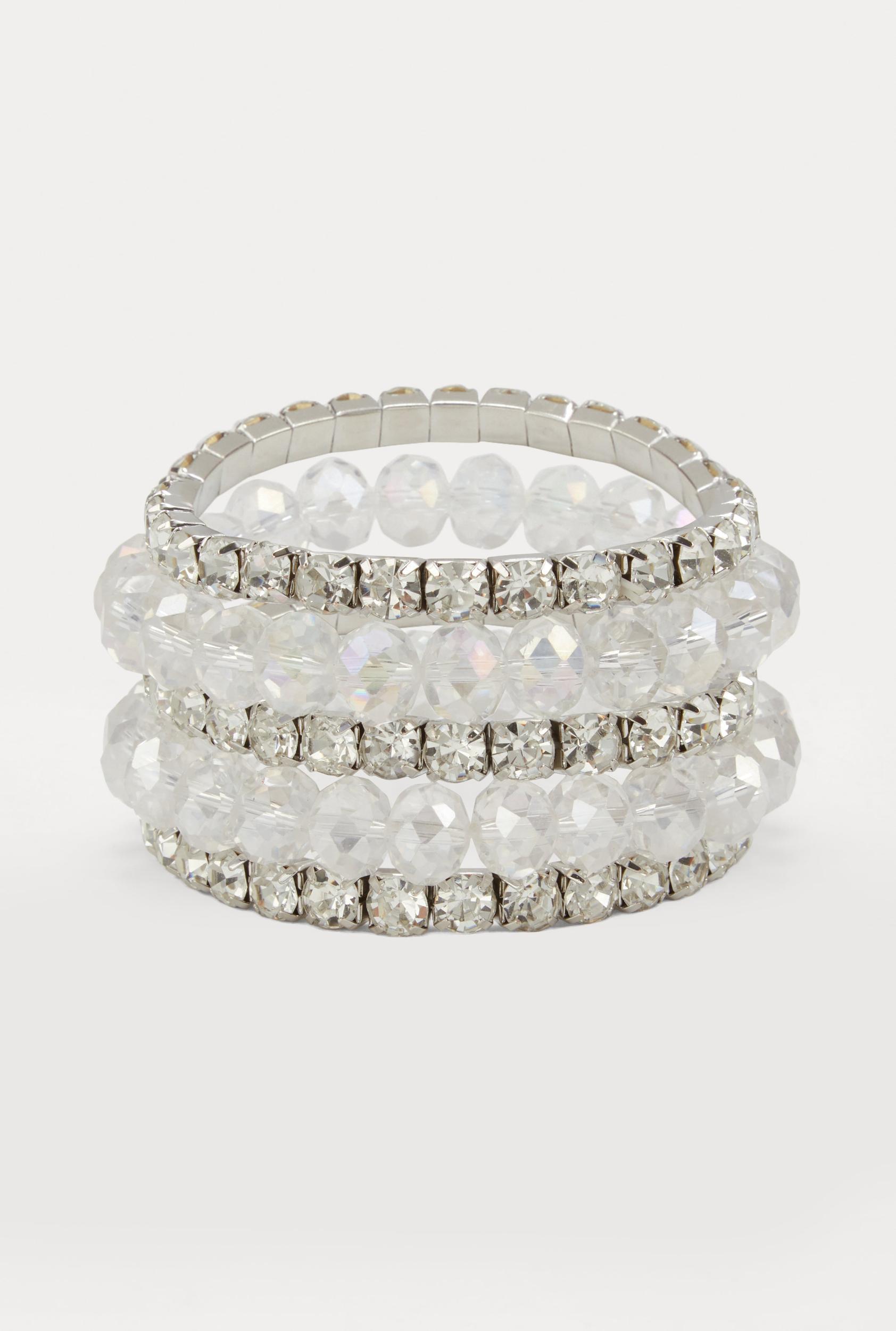 Rhinestone Beaded Stretch Bracelets Set of 5 Male Product Image