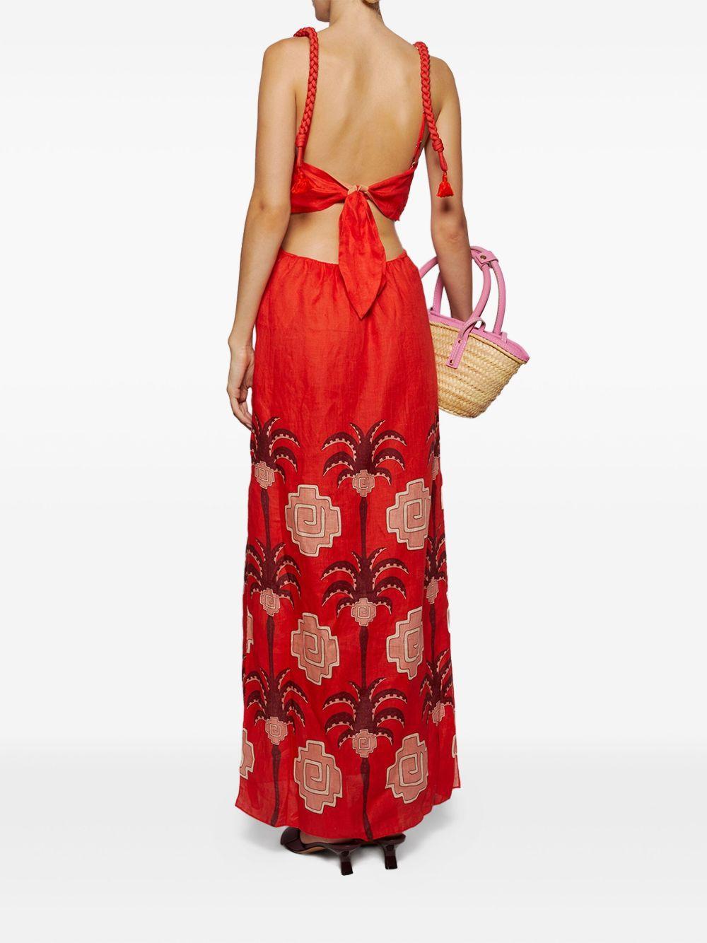 cut-out palm-tree print dress Product Image