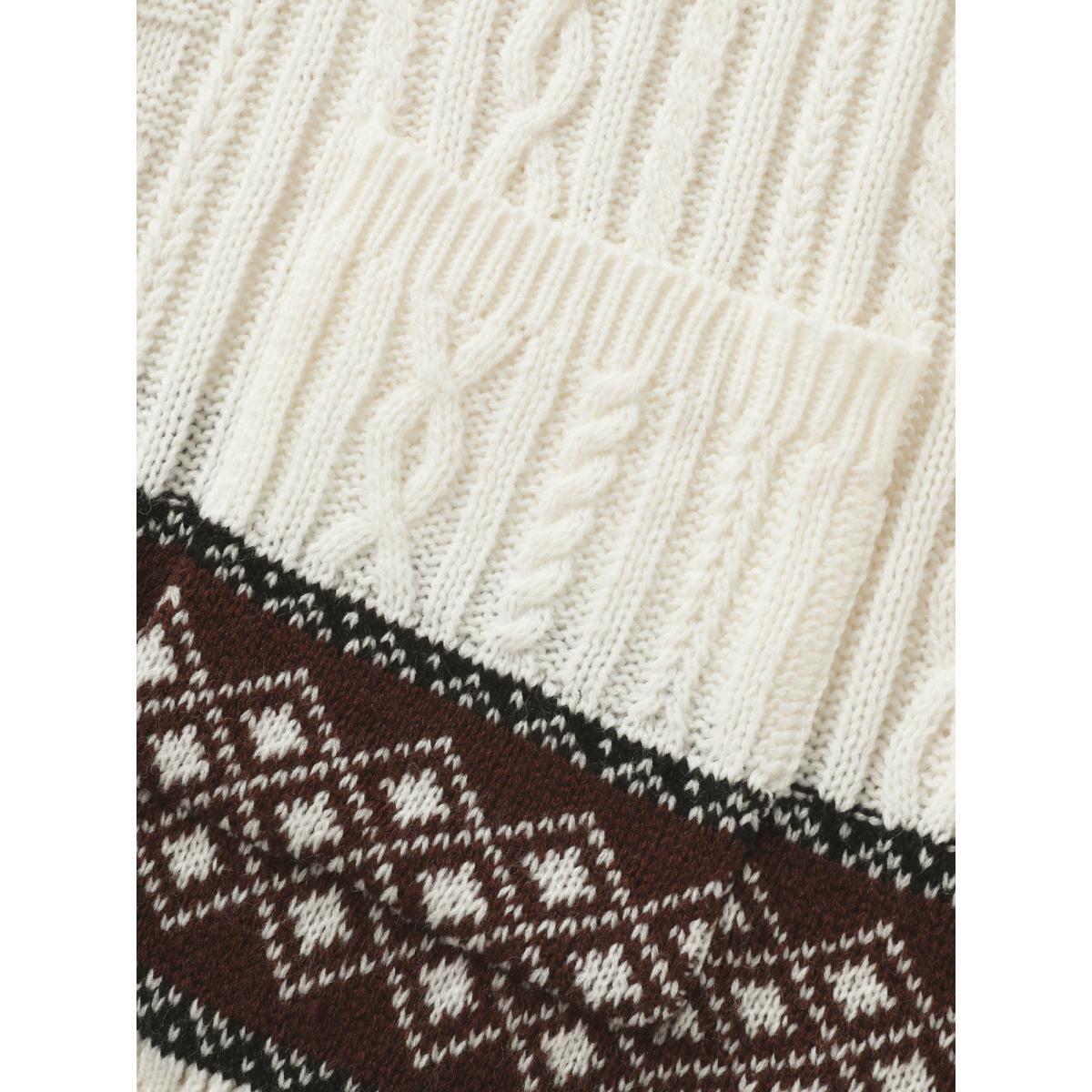 Plus Size Cable Knit Pockets Collared Cardigan Ivory Women Casual Loose Long Sleeve Everyday Cardigans BloomChic 30/6X Product Image