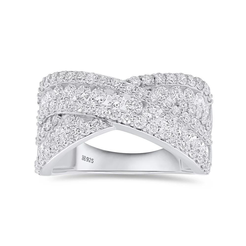 Ethique Sterling Silver 2 Carat T.W. Lab-Grown Diamond Crisscross Ring, Women's, Size: 7 Product Image