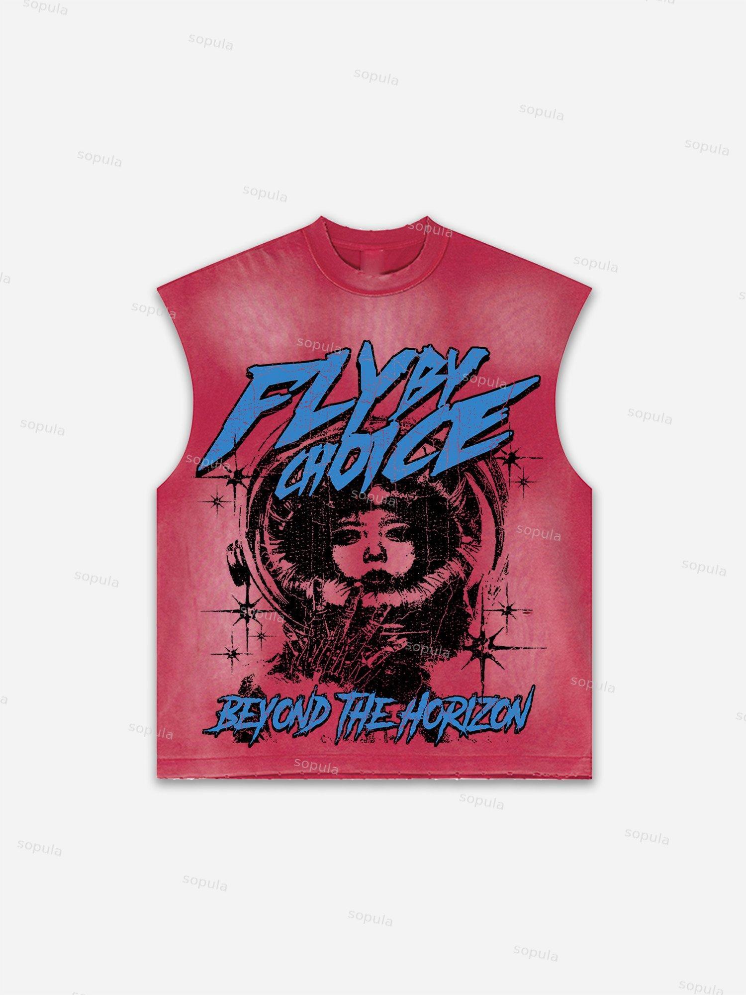 Sopula Faux Stamped Slogan Graphic Distressed Tank Top Product Image
