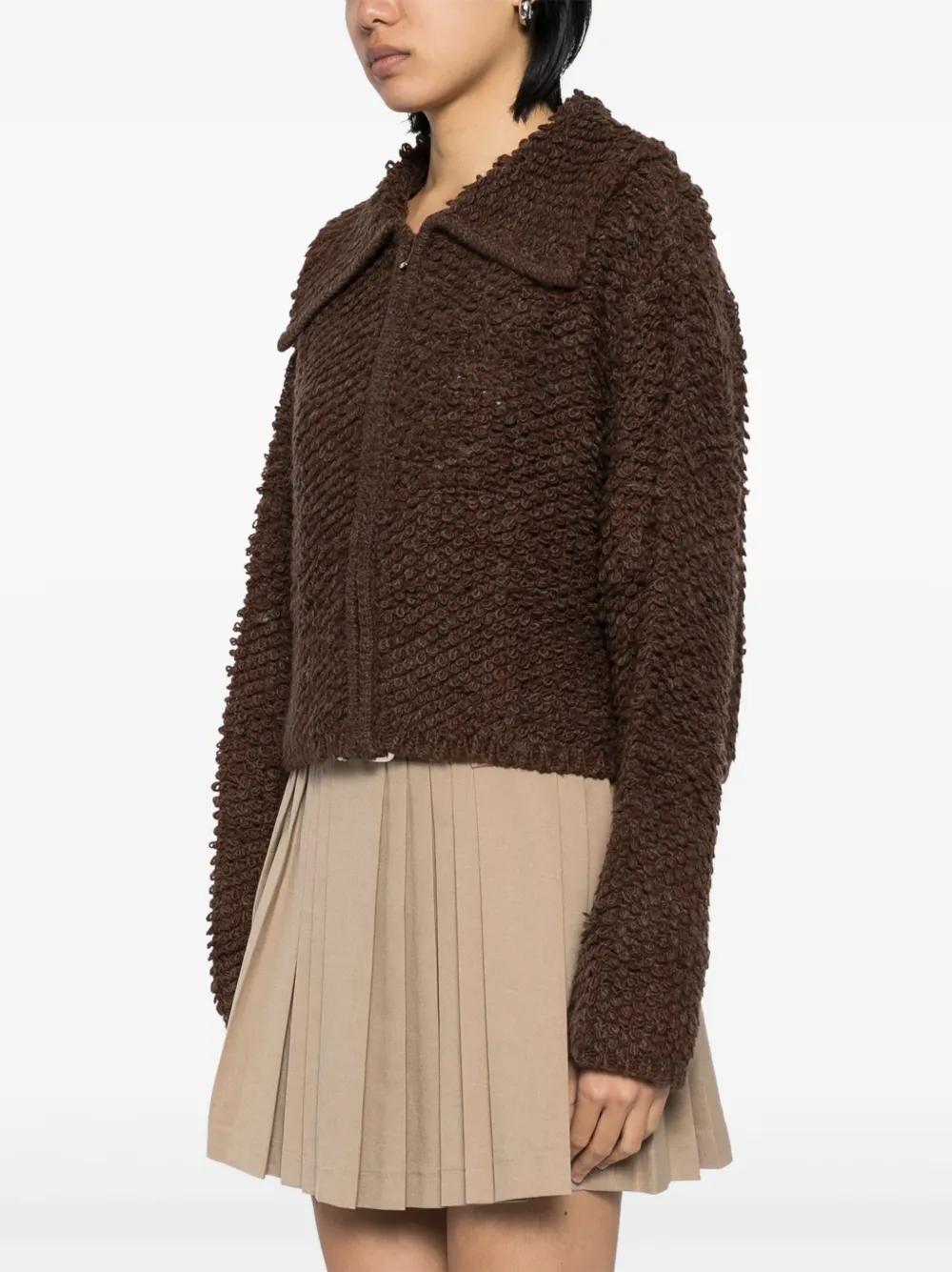 textured zip-up cardigan Product Image
