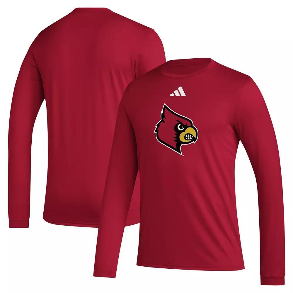 Men's adidas Red Louisville Cardinals Primary Locker Logo Pre-Game Long Sleeve T-Shirt, Size: XL Product Image