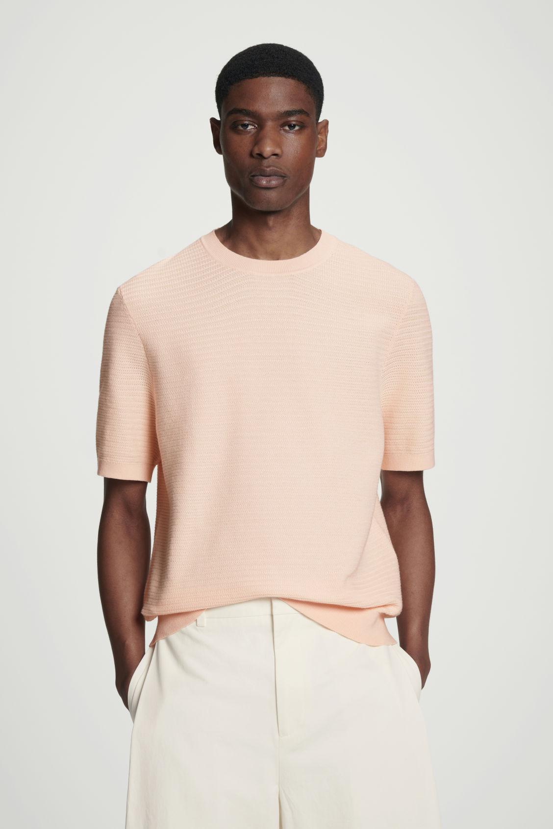 TEXTURED KNITTED COTTON T-SHIRT Product Image