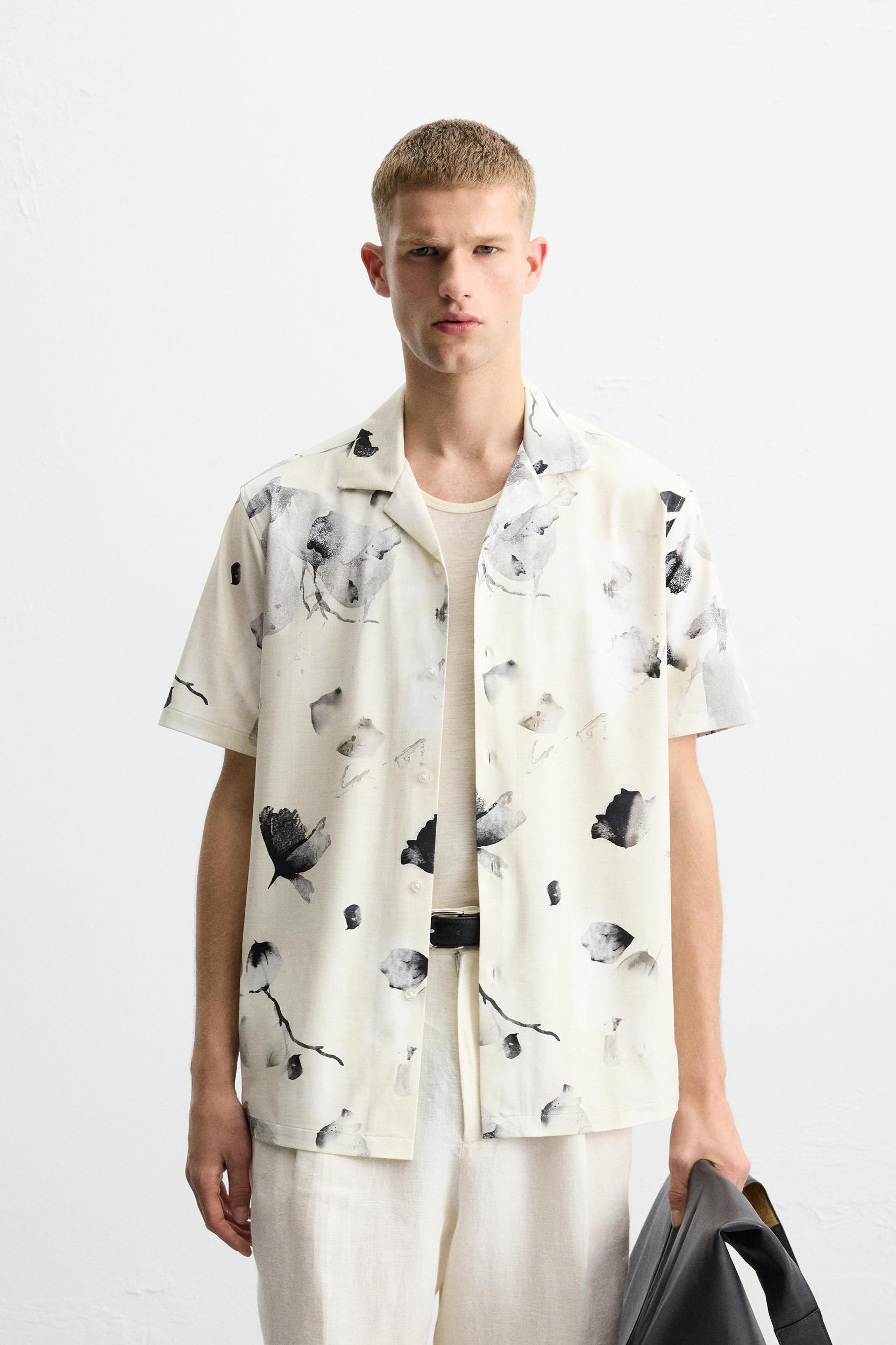 FLORAL PRINT STRETCH SHIRT Product Image