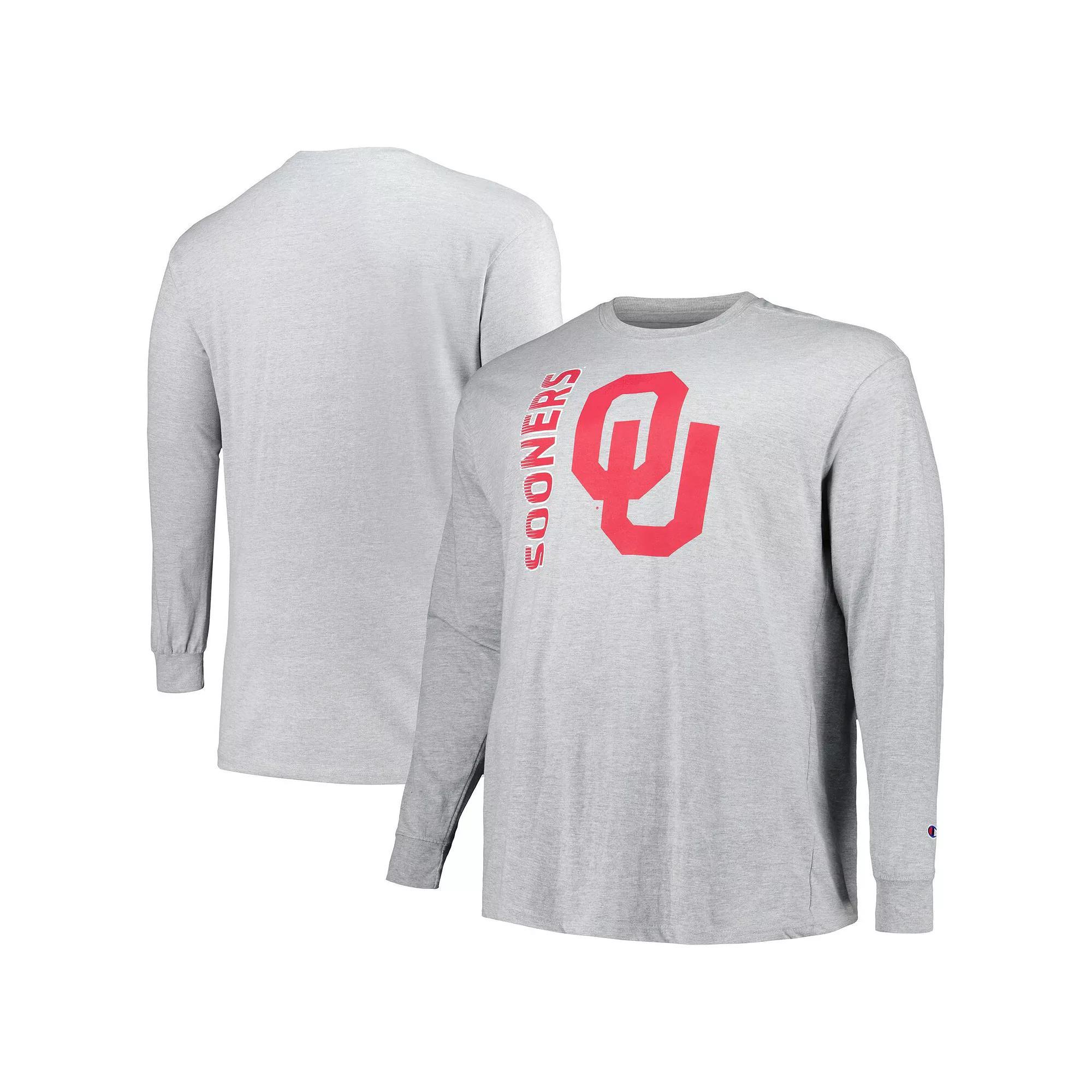 Men's Champion Heather Gray Oklahoma Sooners Big & Tall Mascot Long Sleeve T-Shirt, Size: 4XLT, Grey Product Image