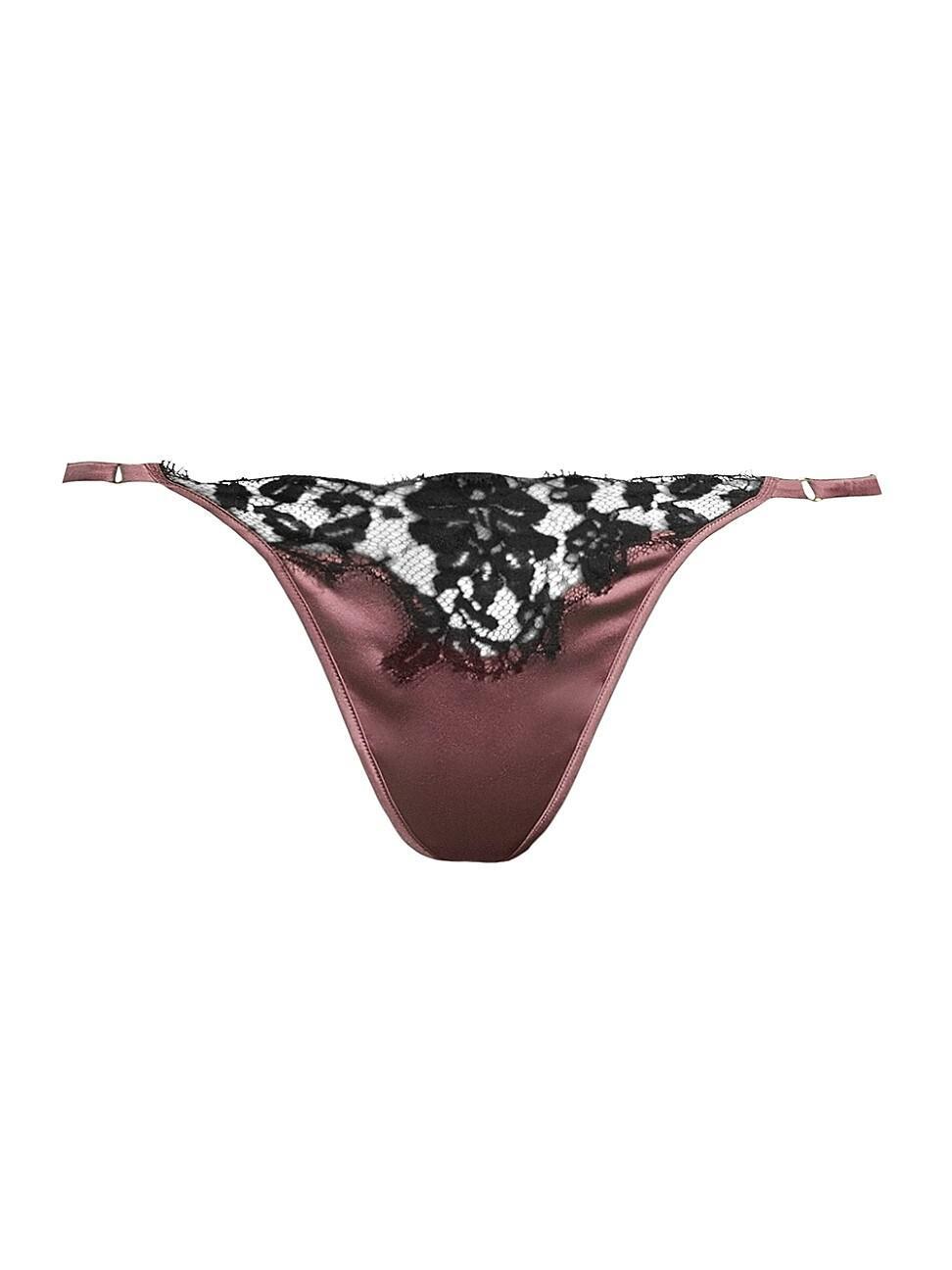 Womens Orchid Lace & Silk Thong Product Image