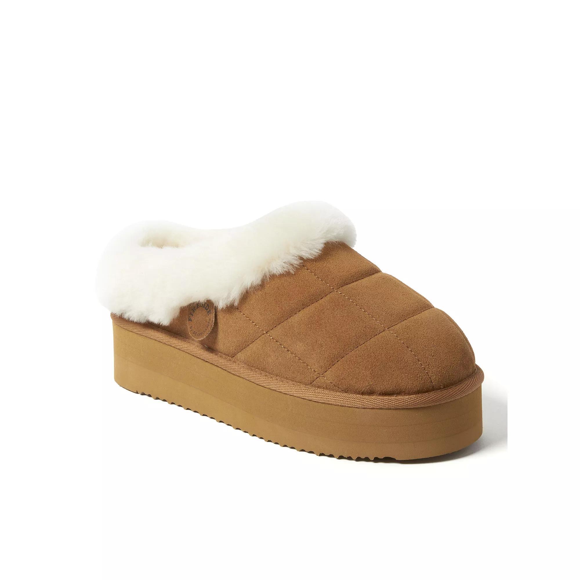 Fireside by Dearfoams Bendigo Women's Puff Platform Suede Clog Slippers, Size: 8, Brown Product Image