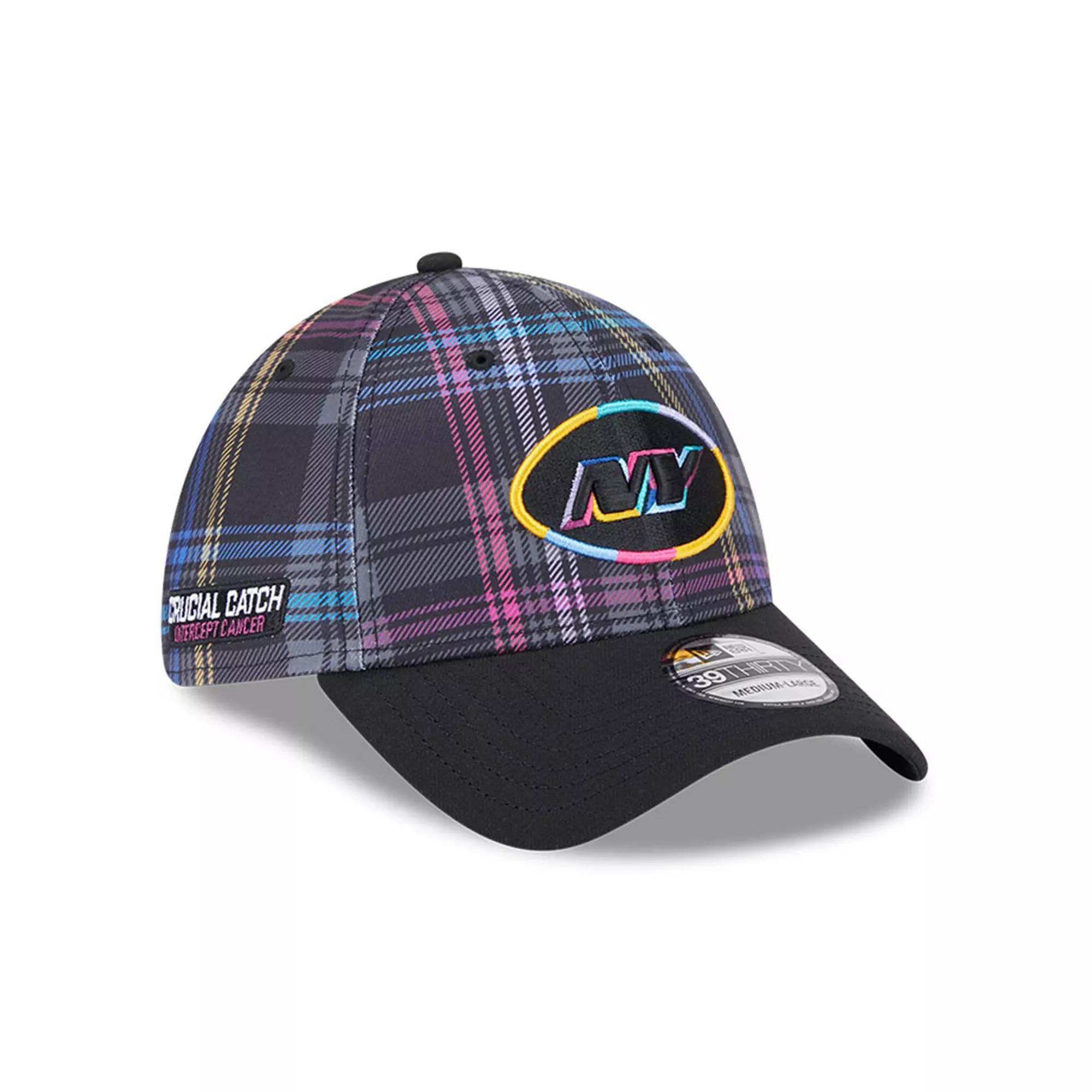 Men's New Era Black New York Jets 2024 NFL Crucial Catch Plaid 39THIRTY Flex Hat, Size: Small/Medium Product Image