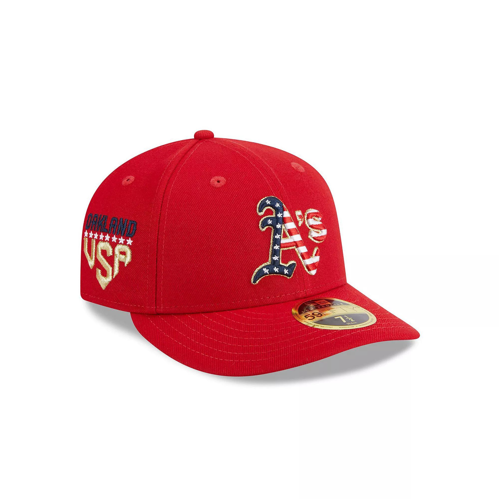 Men's New Era  Red Oakland Athletics 2023 Fourth of July Low Profile 59FIFTY Fitted Hat, Size: 7 5/8 Product Image