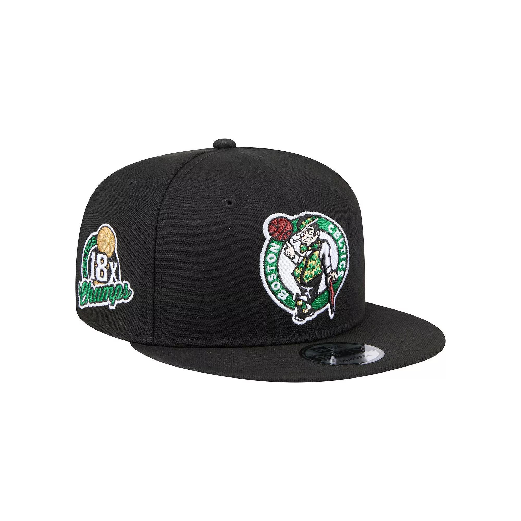 Men's New Era  Black Boston Celtics Logo 18x Champs 9FIFTY Snapback Hat Product Image