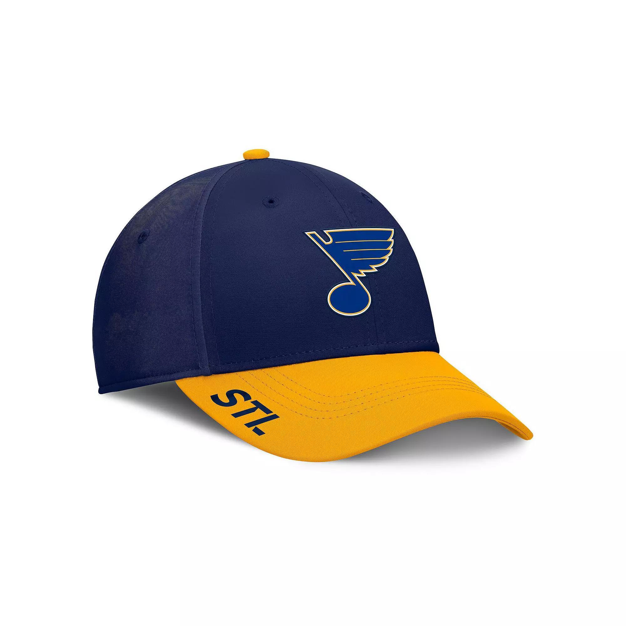 Men's Fanatics Navy/Gold St. Louis Blues Authentic Pro Rink Flex Hat, Size: Large/XL Product Image