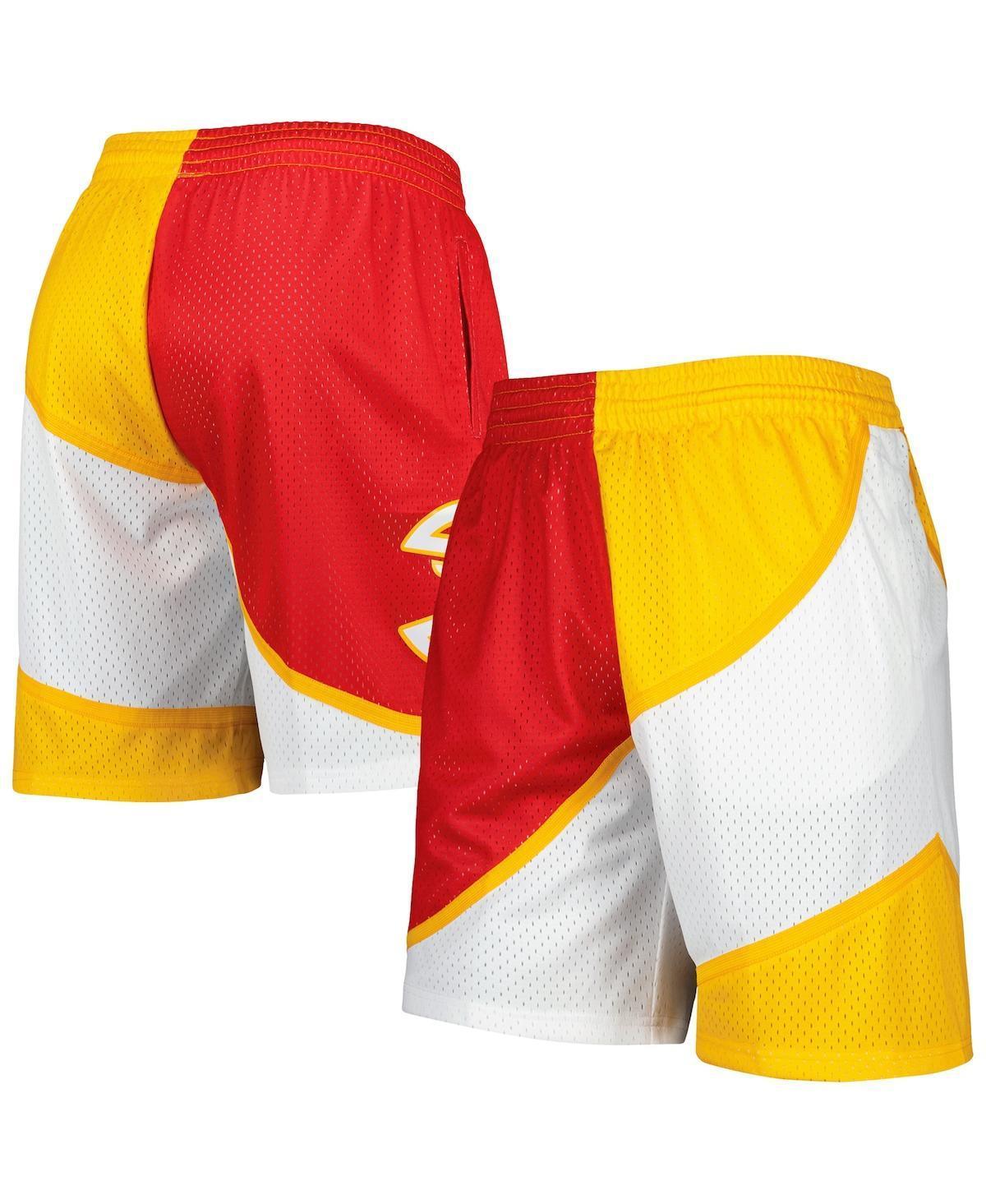 Men's Mitchell & Ness Red/Yellow Atlanta Hawks Hardwood Classics 1986 Split Swingman Shorts, Size: XL Product Image