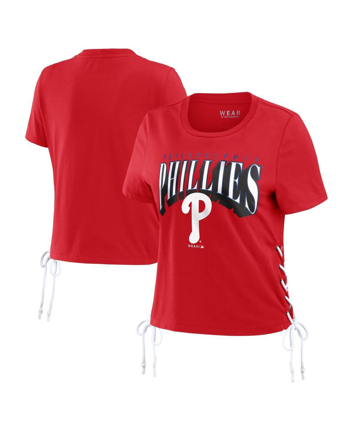 Womens WEAR by Erin Andrews Royal Chicago Cubs Side Lace-Up Cropped T-Shirt Product Image