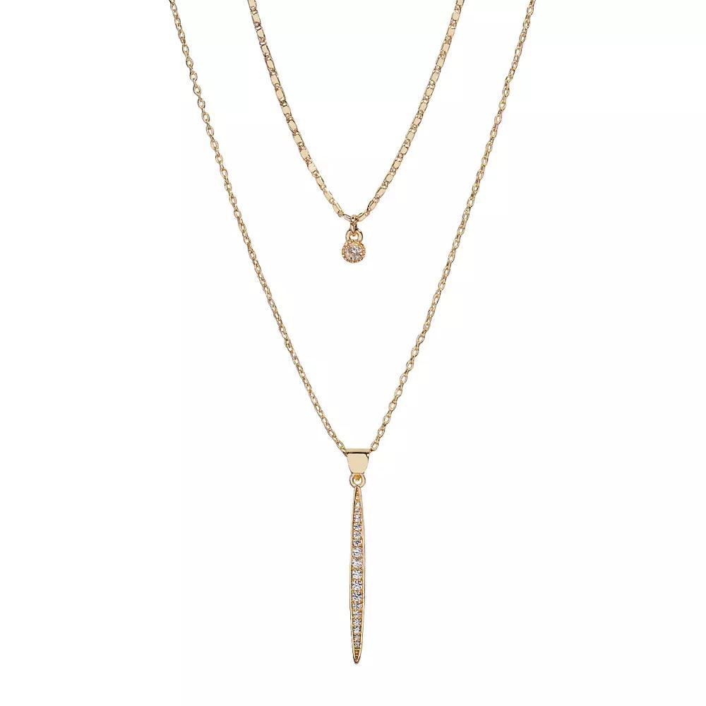 LC Lauren Conrad 2-Row Cubic ZIrconia Pave Stick Pendant Necklace, Women's, Gold Tone Product Image