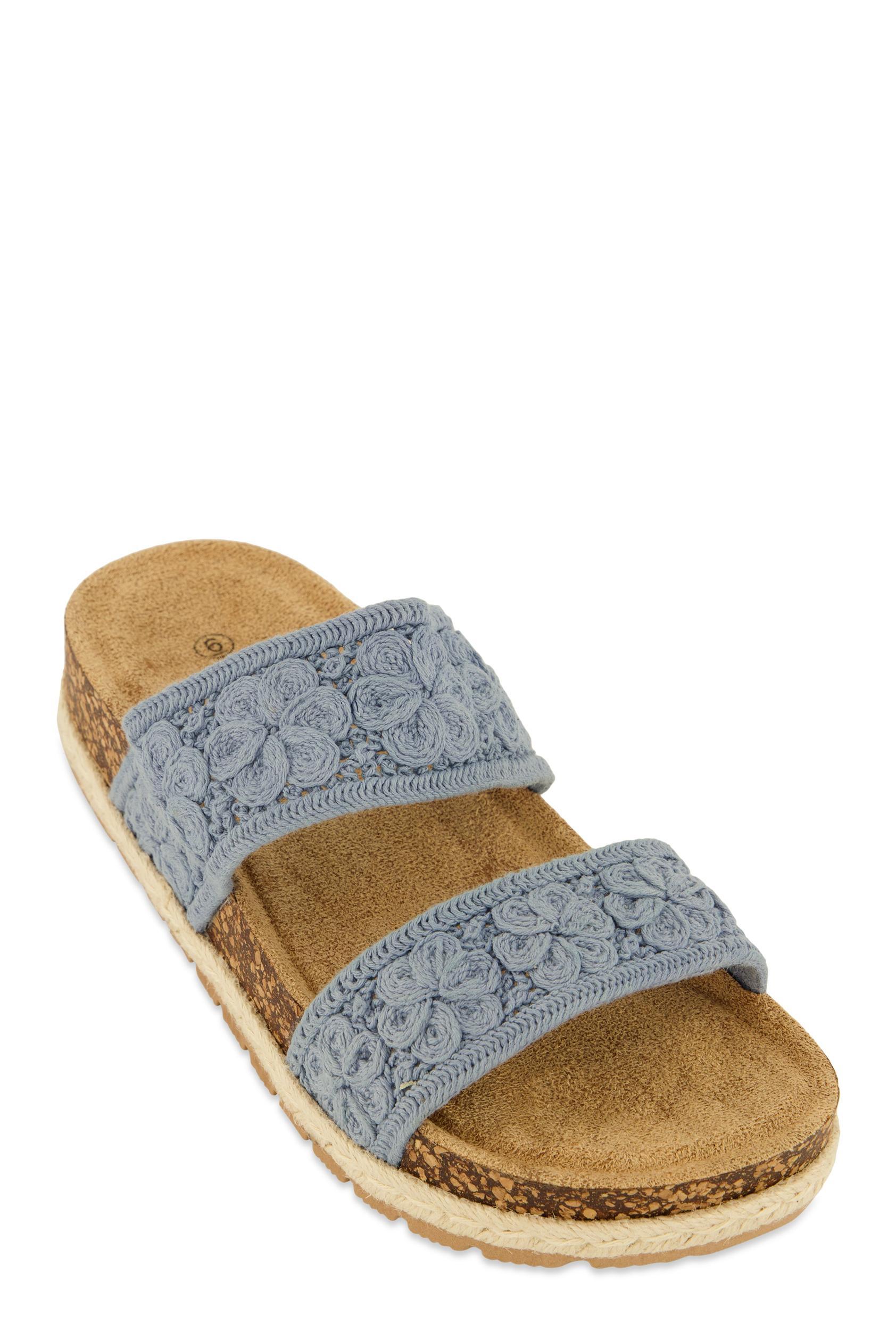 Womens Double Crochet Band Slide Sandals Product Image
