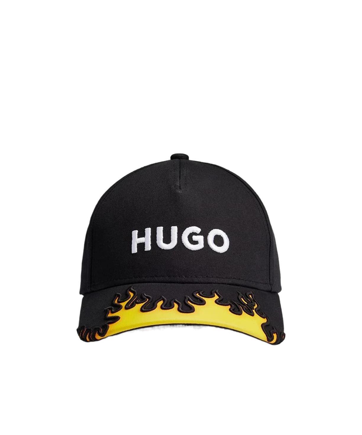 HUGO BOSS Flame Embroidered Baseball Hat In Black Product Image