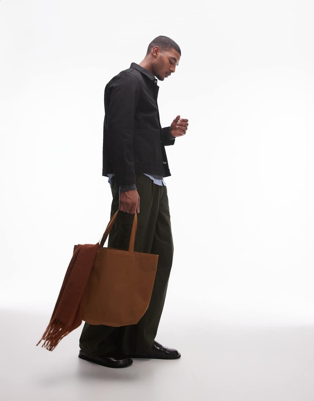 ARKET heavy twill workwear overshirt in black Product Image