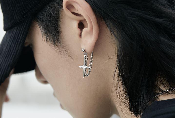 CROSS STAR PENDANT DANGLE EARRING Product Image