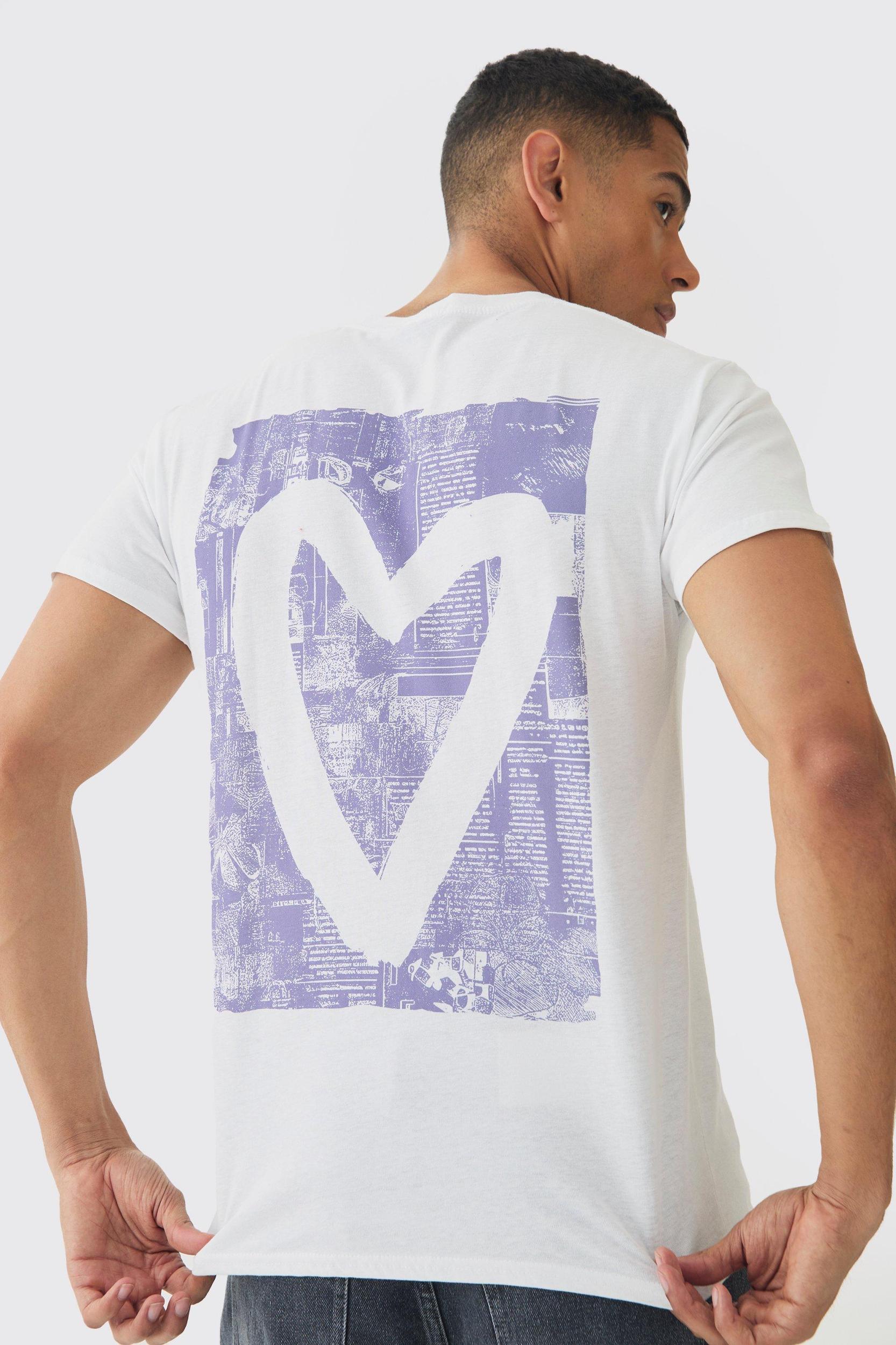 Mens Regular Fit Graffiti Heart Print T-shirt - White Product Image