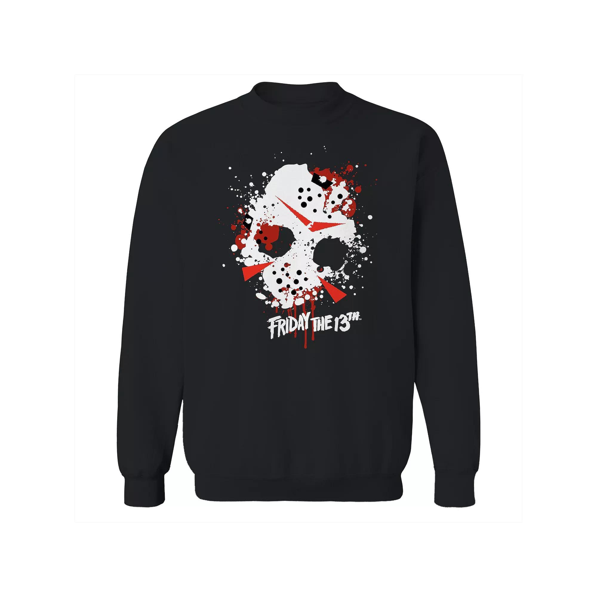 Men's Mask Splatter Graphic Crew Sweatshirt, Size: Medium, Black Product Image