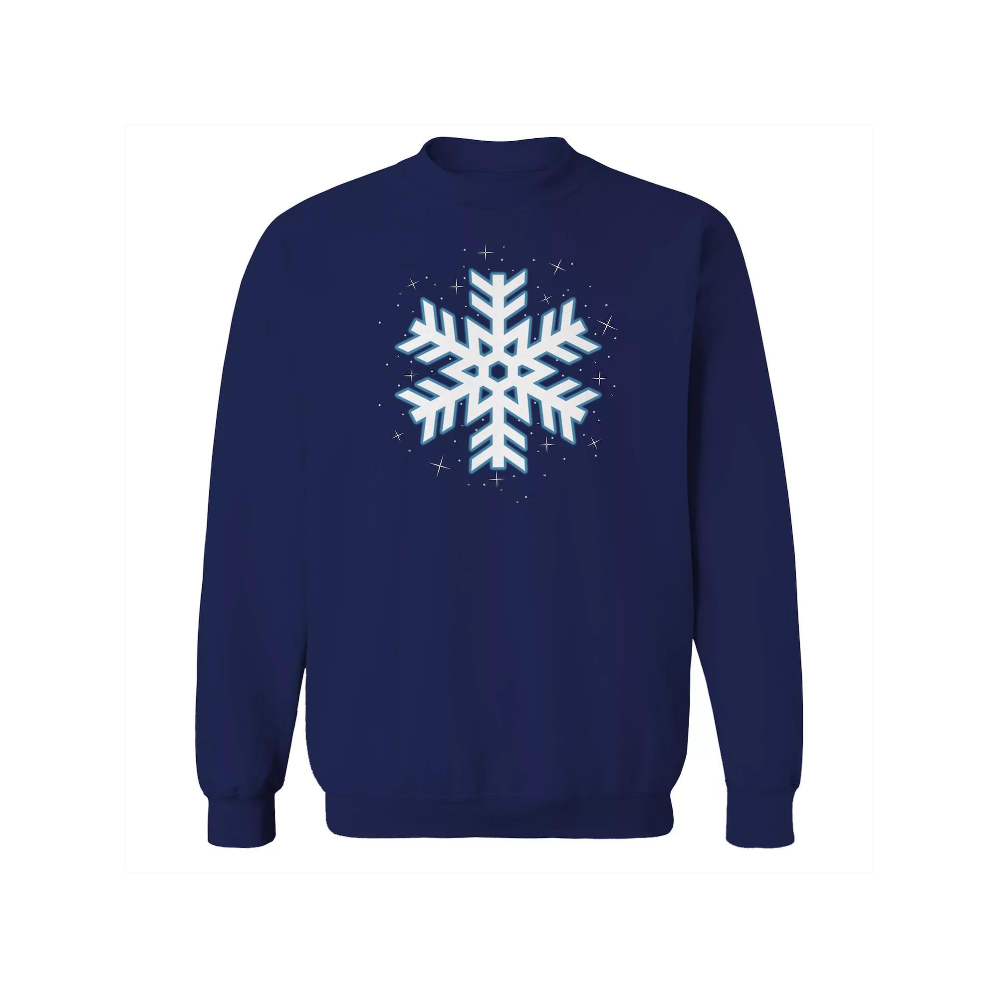 Men's Snowflake Fleece Sweatshirt, Women's, Size: Small, Blue Product Image