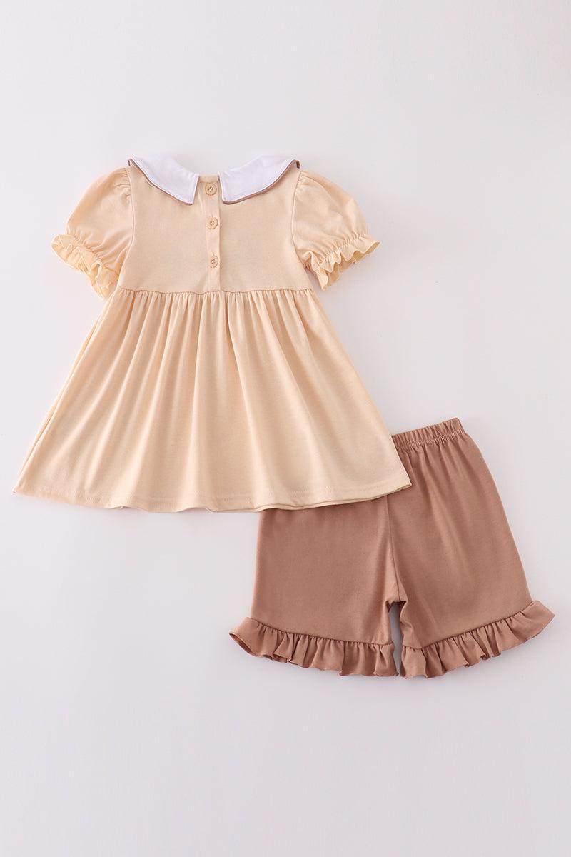 Cream cross french knot dress Product Image