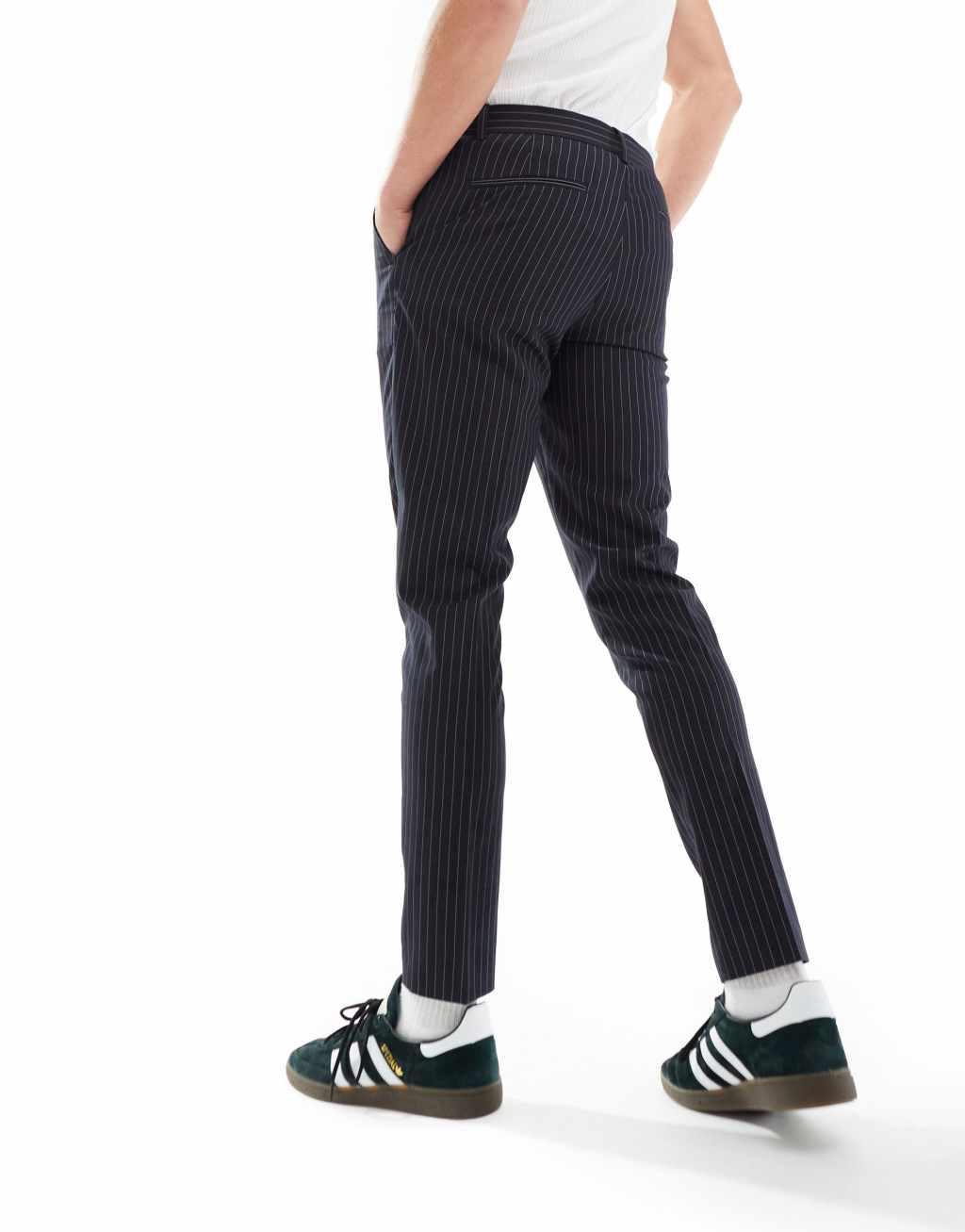 ASOS DESIGN skinny pinstripe pants in black Product Image