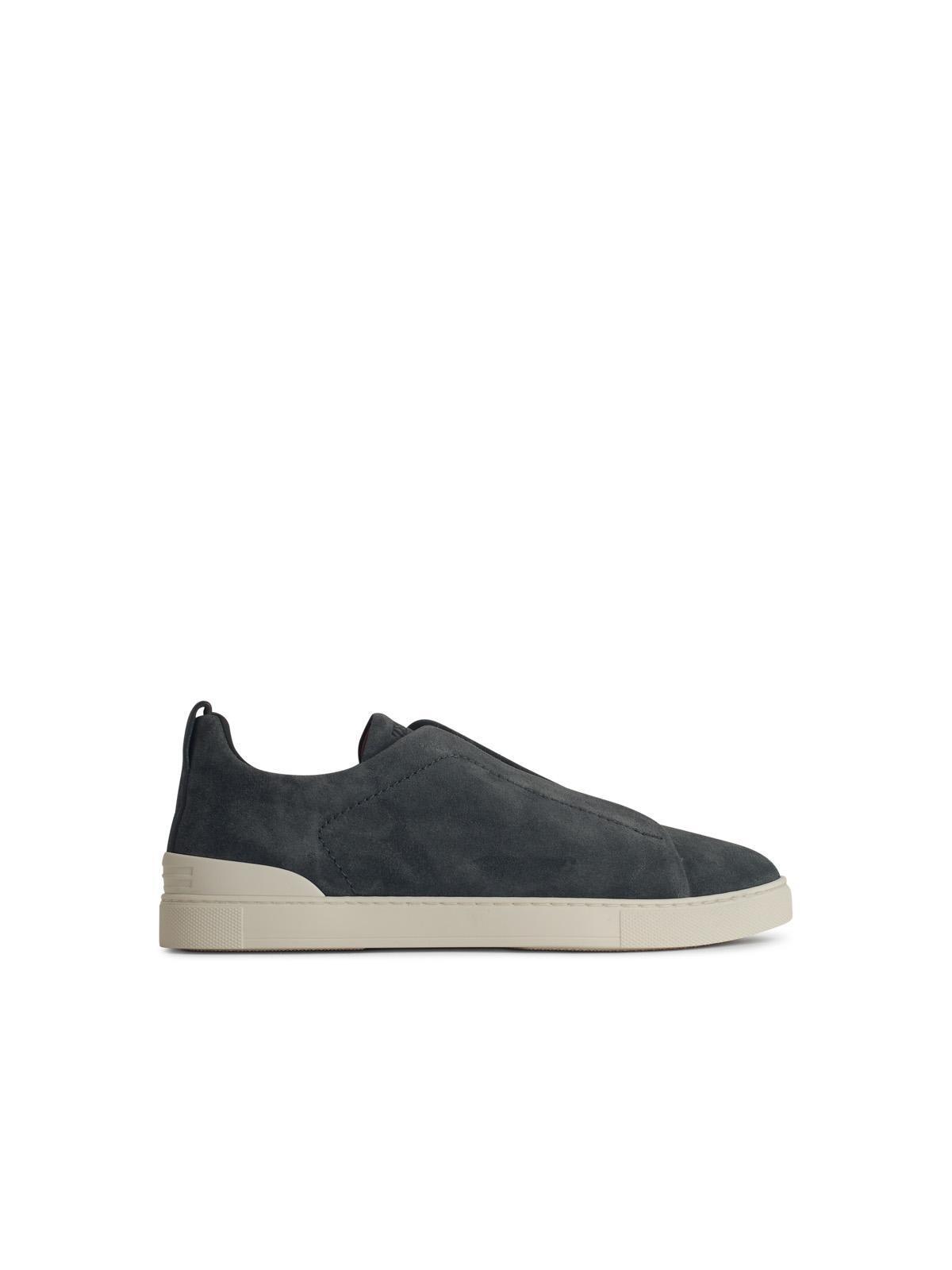ZEGNA Triple Navy Suede Sneakers Product Image