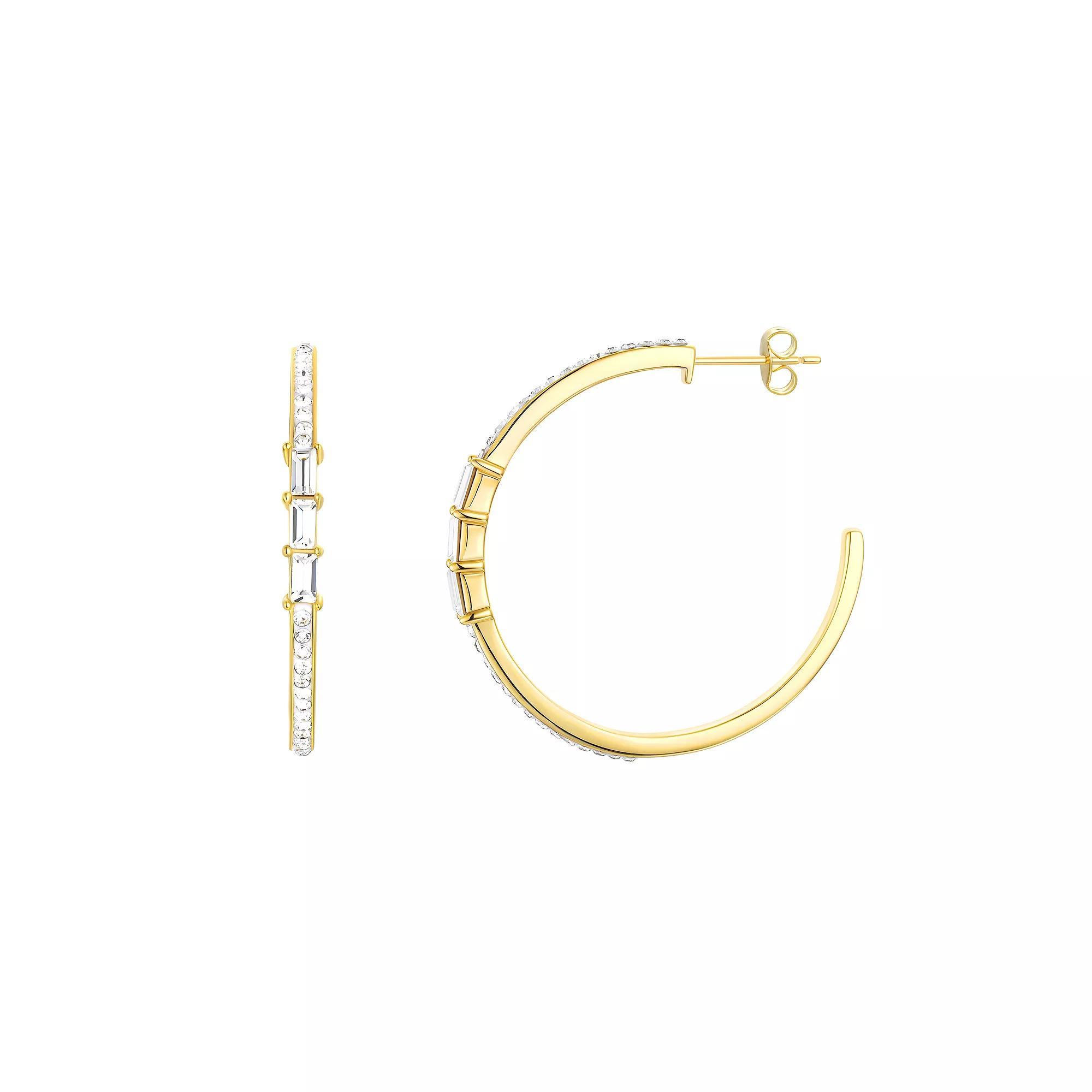 Chrystina Crystal Baguette Hoop Earrings, Women's, Gold Tone Product Image