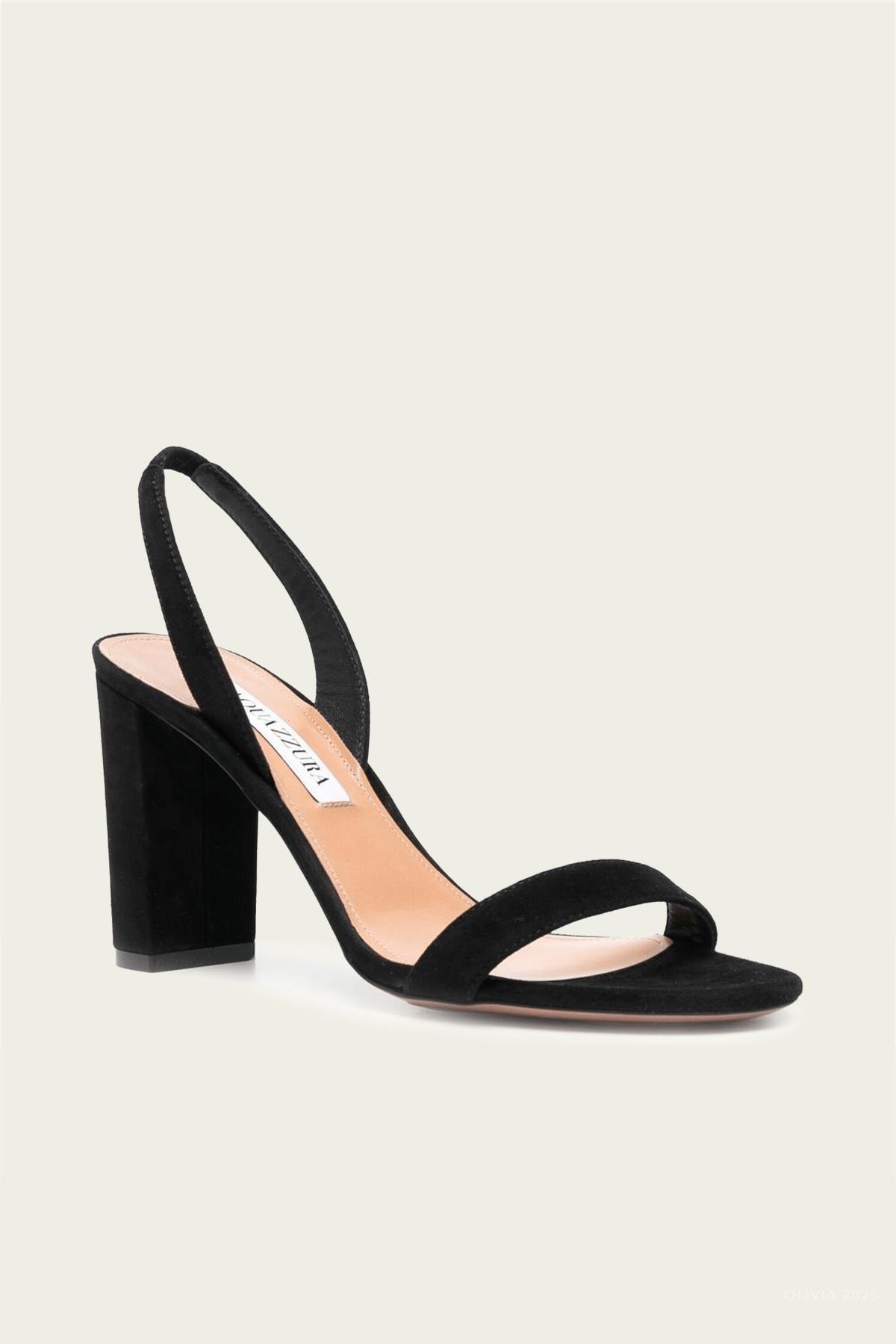 AQUAZZURA So Nude 85 Leather Slingback Sandals In Black Product Image