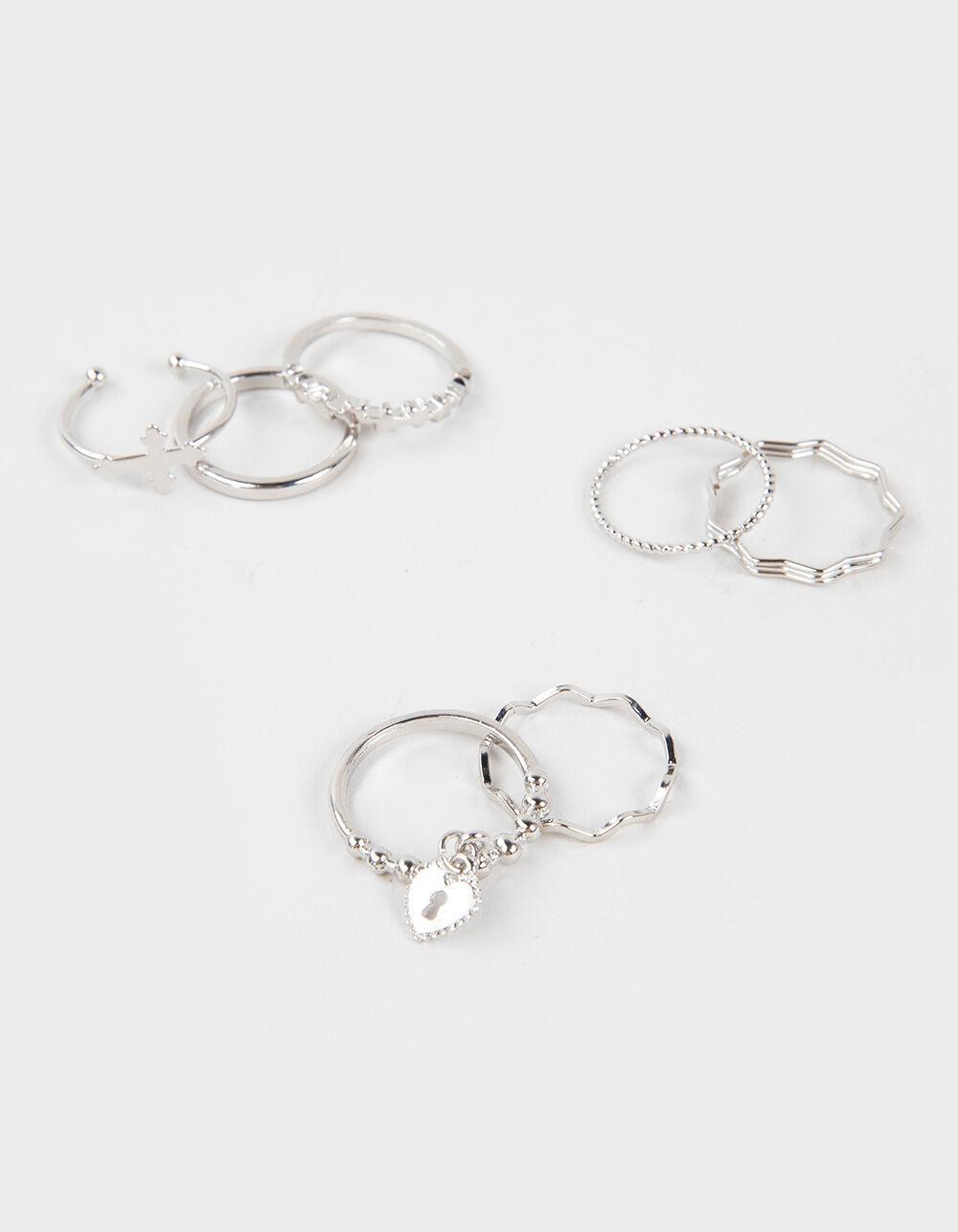 FULL TILT 6 Pack Cross/Locket Ring Set - SILVER Product Image