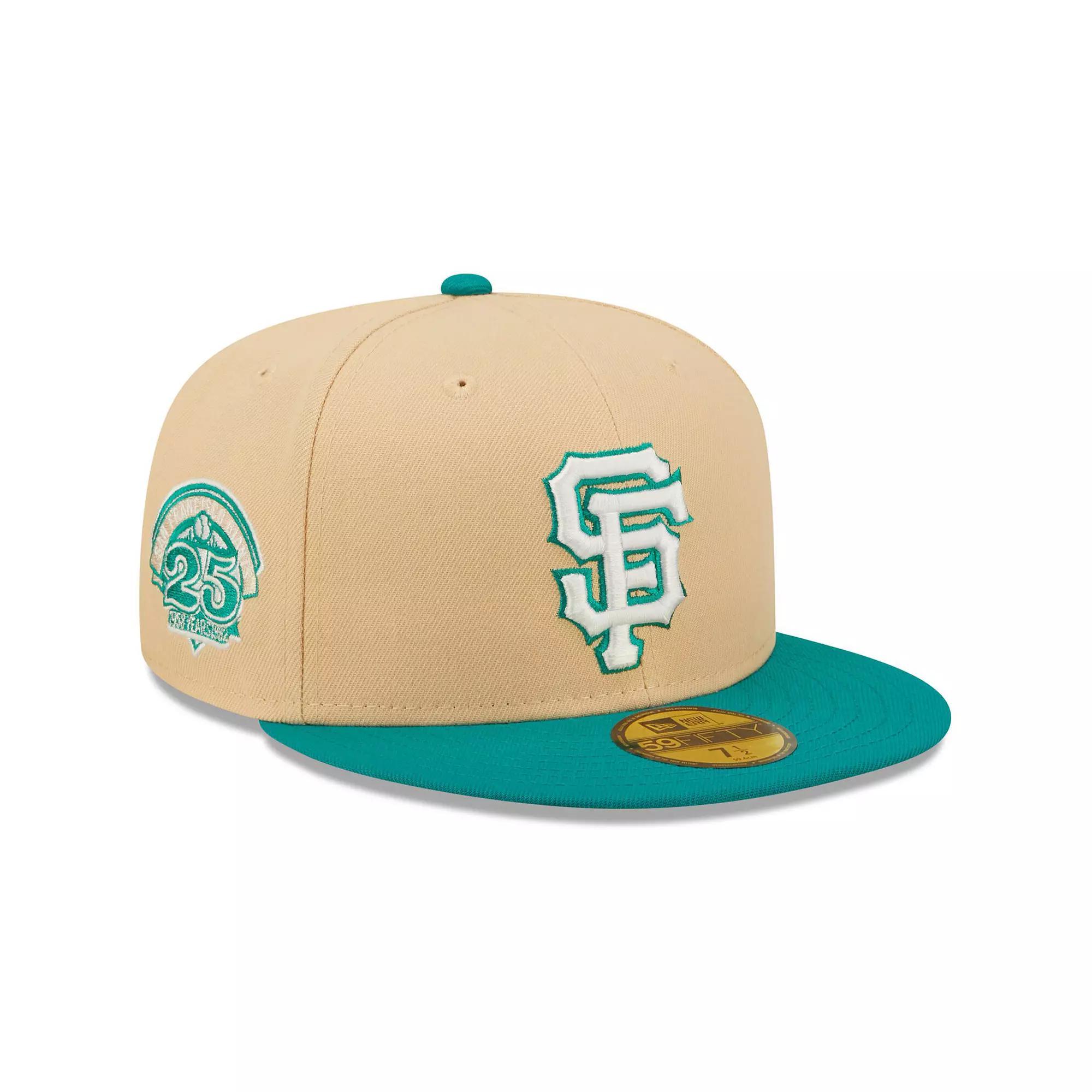 Men's New Era Natural/Teal San Francisco Giants Mango Forest 59FIFTY fitted hat, Size: 7 5/8, Beige Product Image