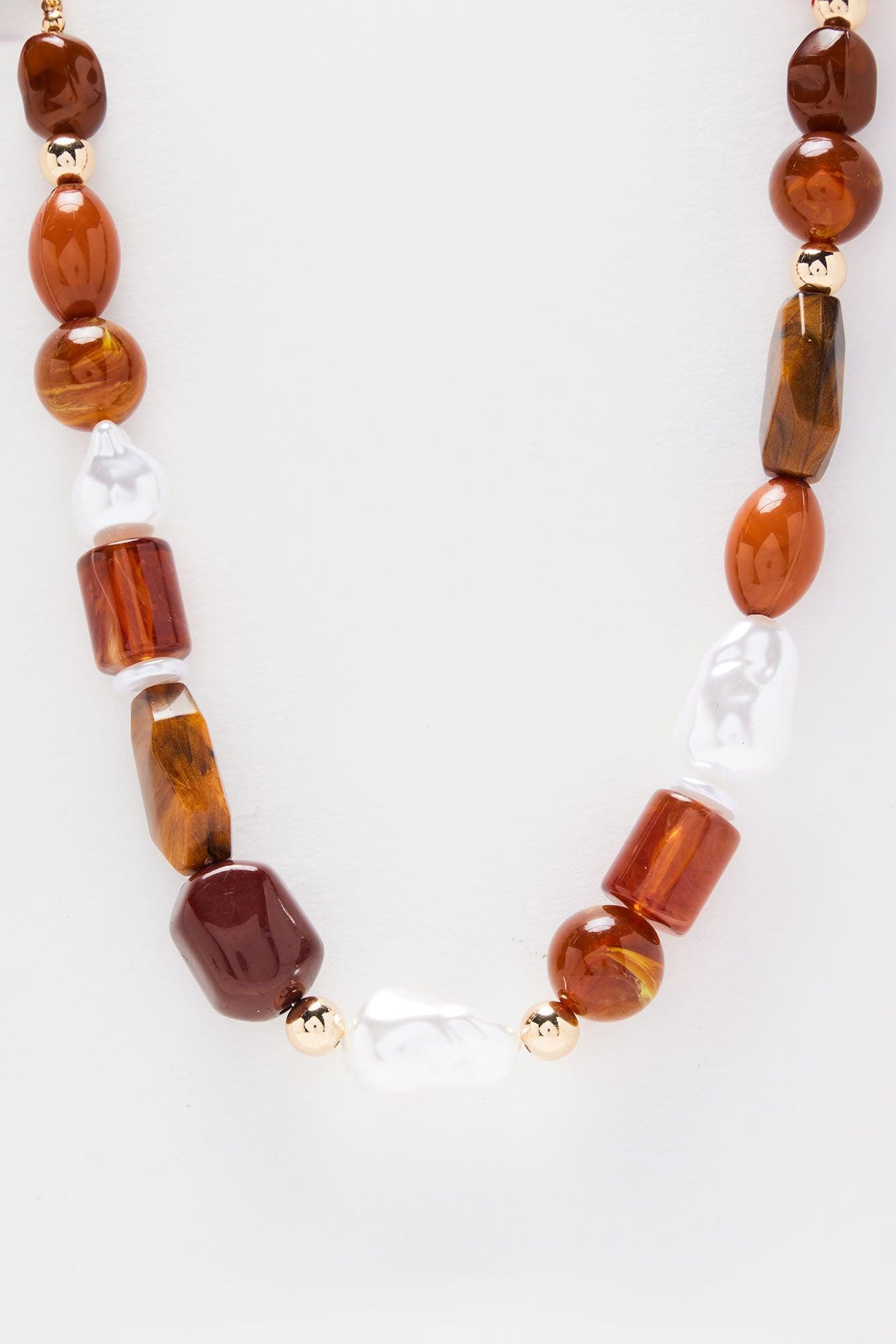 Let's Talk About It Jewel Necklace - Brown/combo Female Product Image