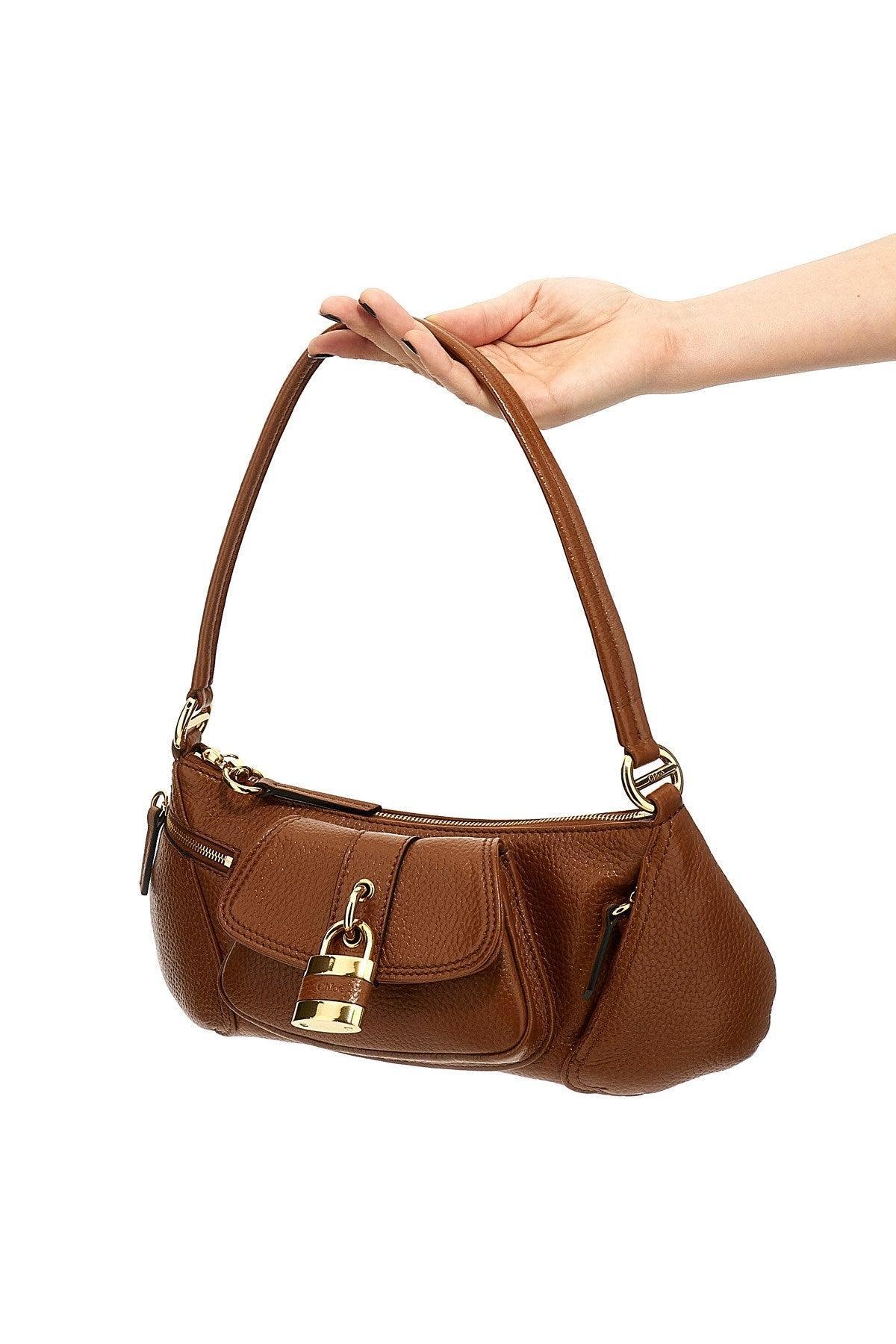 CHLOÉ Womens Clay Brown The 99 Padlock-embellishment Leather Shoulder Bag Product Image