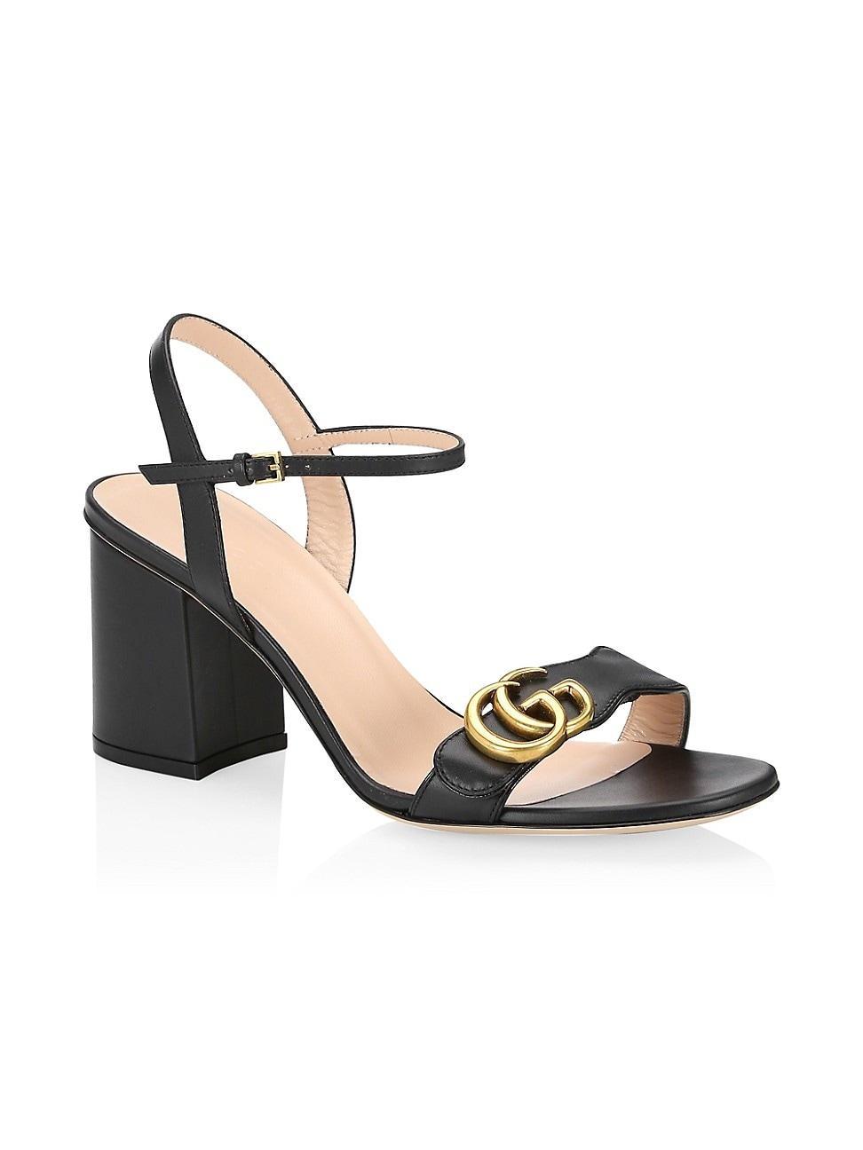 Marmont Leather GG Block-Heel Sandals Product Image