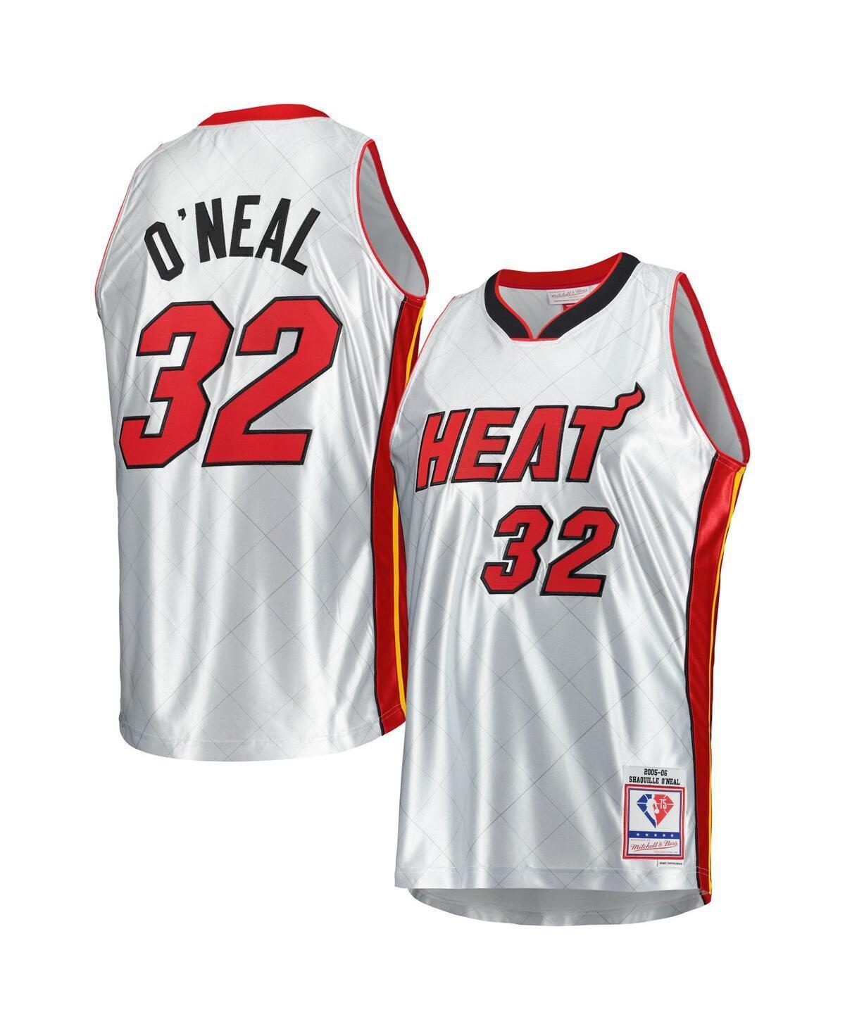Men's Mitchell & Ness Shaquille O'Neal Platinum Miami Heat 2005/06 Hardwood Classics 75th Anniversary Swingman Jersey, Size: Medium, Team Product Image