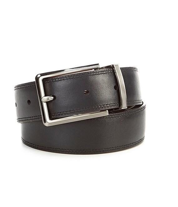 Roundtree & Yorke Burnished Edge Reversible Leather Belt Product Image