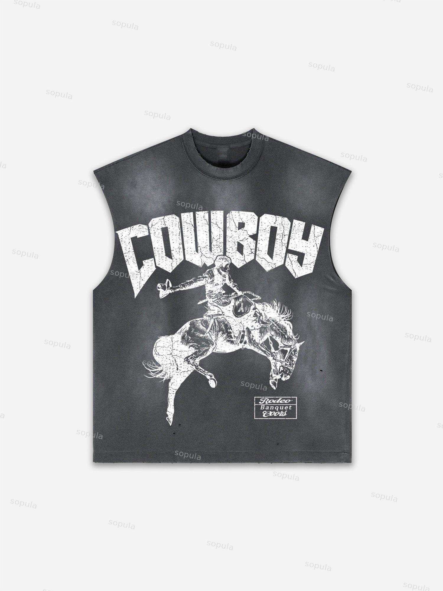 Men's Washed Savage Eagle Head Print Tank Top Product Image