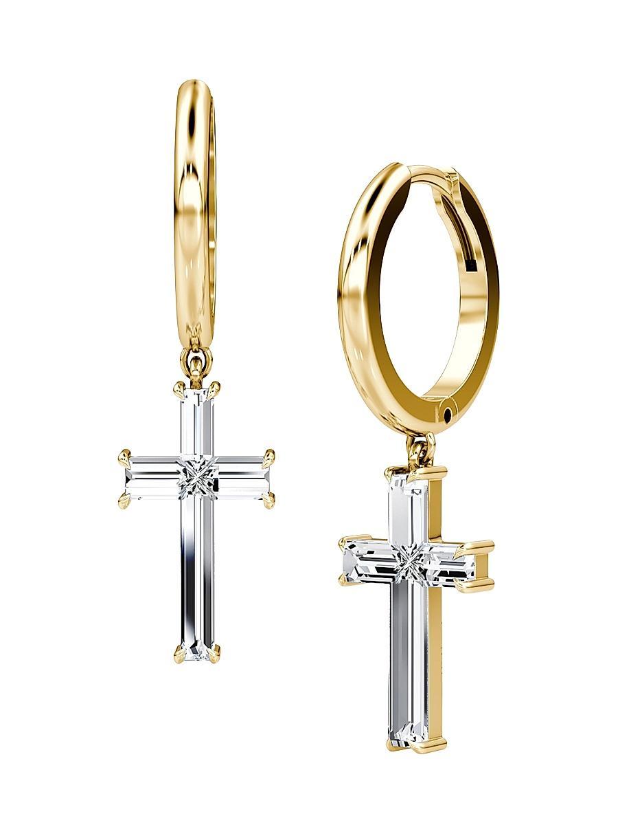 Womens Solitaire Cross Jewelry 14K Yellow Gold & 1.60 TCW Lab-Grown Diamond Drop Earrings Product Image