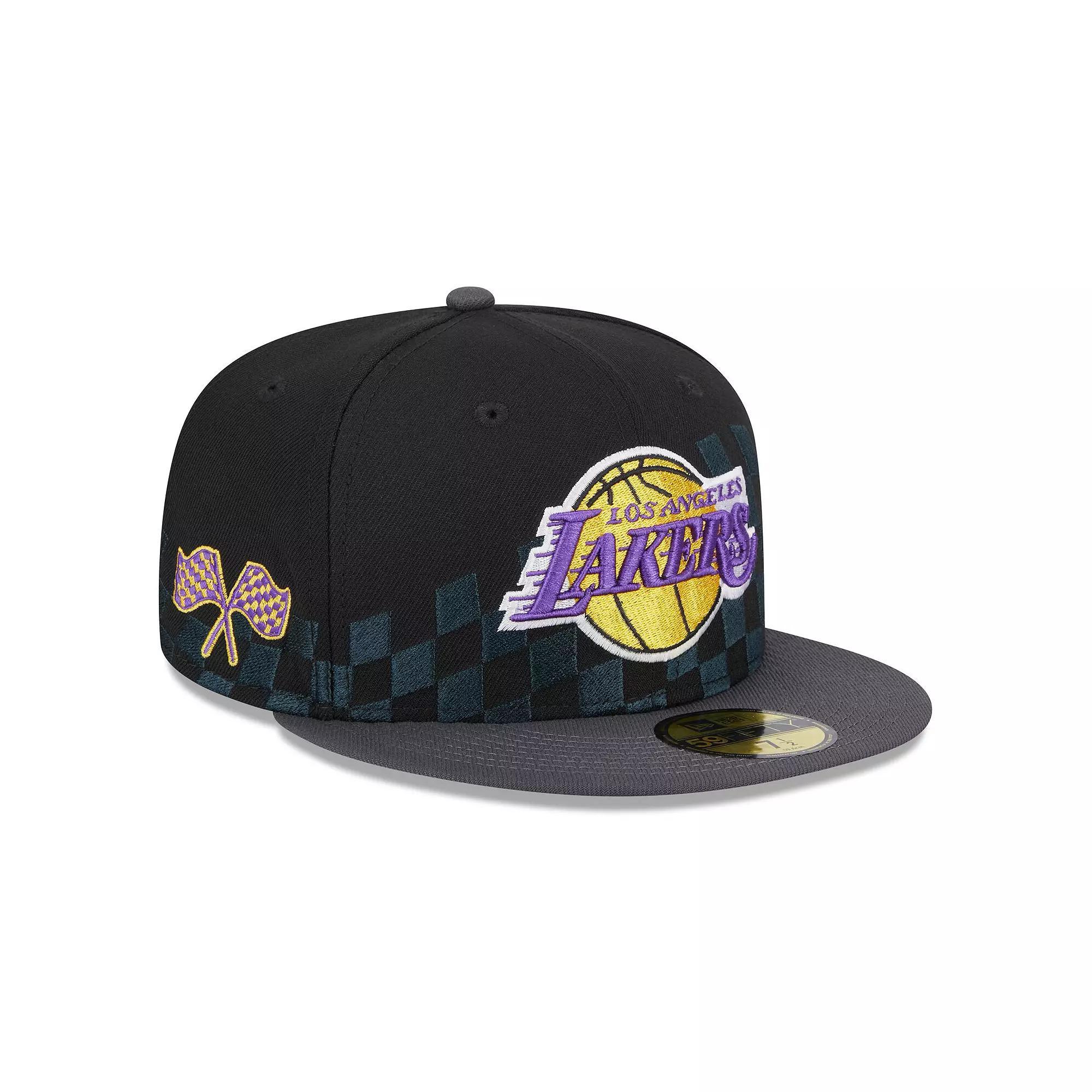 Men's New Era Black Los Angeles Lakers 2024 NBA All-Star Game Rally Drive Checkerboard 59FIFTY Crown Fitted Hat, Size: 7 1/4 Product Image
