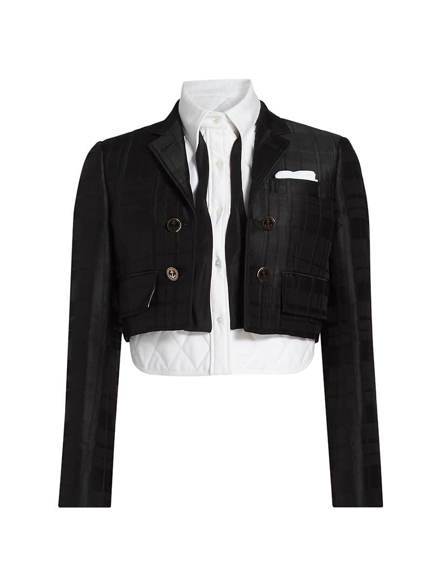 Womens High Break Quilted Oxford Shirt & Windowpane JacquardSport Coat Size 0 Product Image