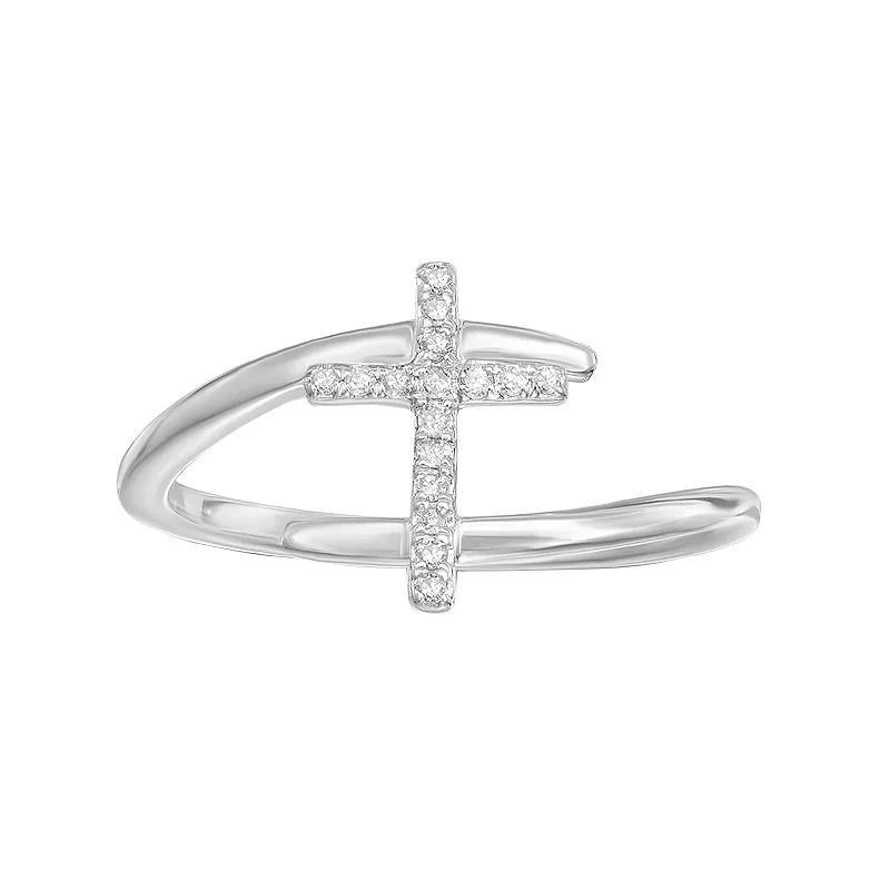 Gemminded 10k Gold Diamond Accent Bypass Ring, Women's, Size: 9, 10k White Gold Product Image