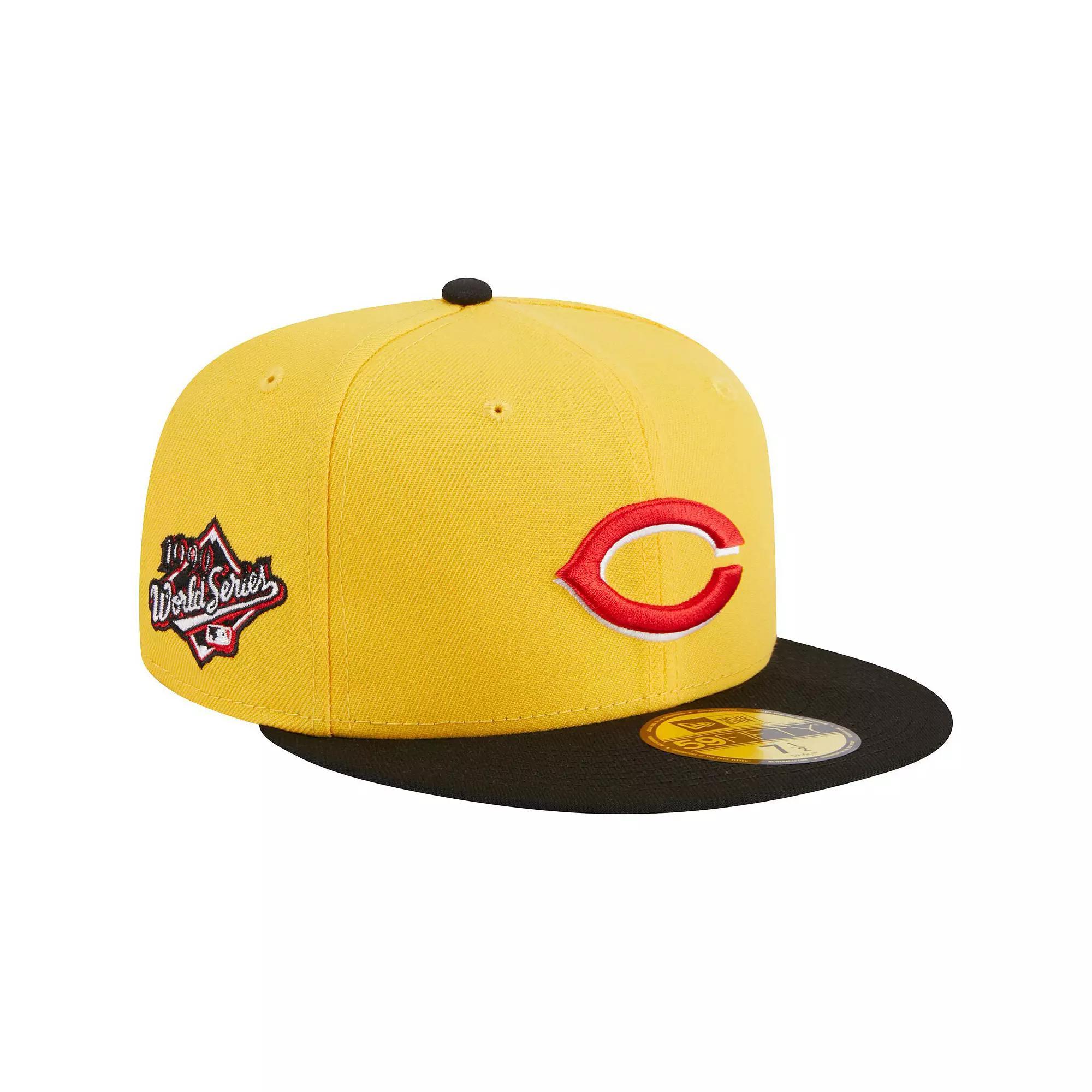 Men's New Era Yellow/Black Cincinnati Reds Grilled 59FIFTY Fitted Hat, Size: 7 1/8, Red Yellow Product Image