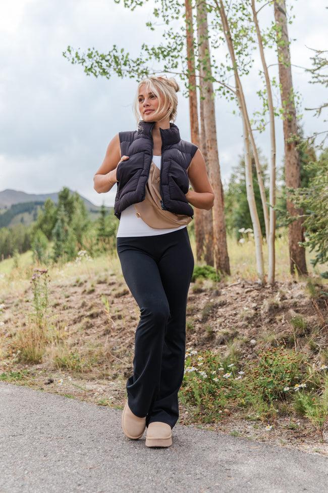 Sights To See Black Cropped Puffer Vest FINAL SALE Product Image