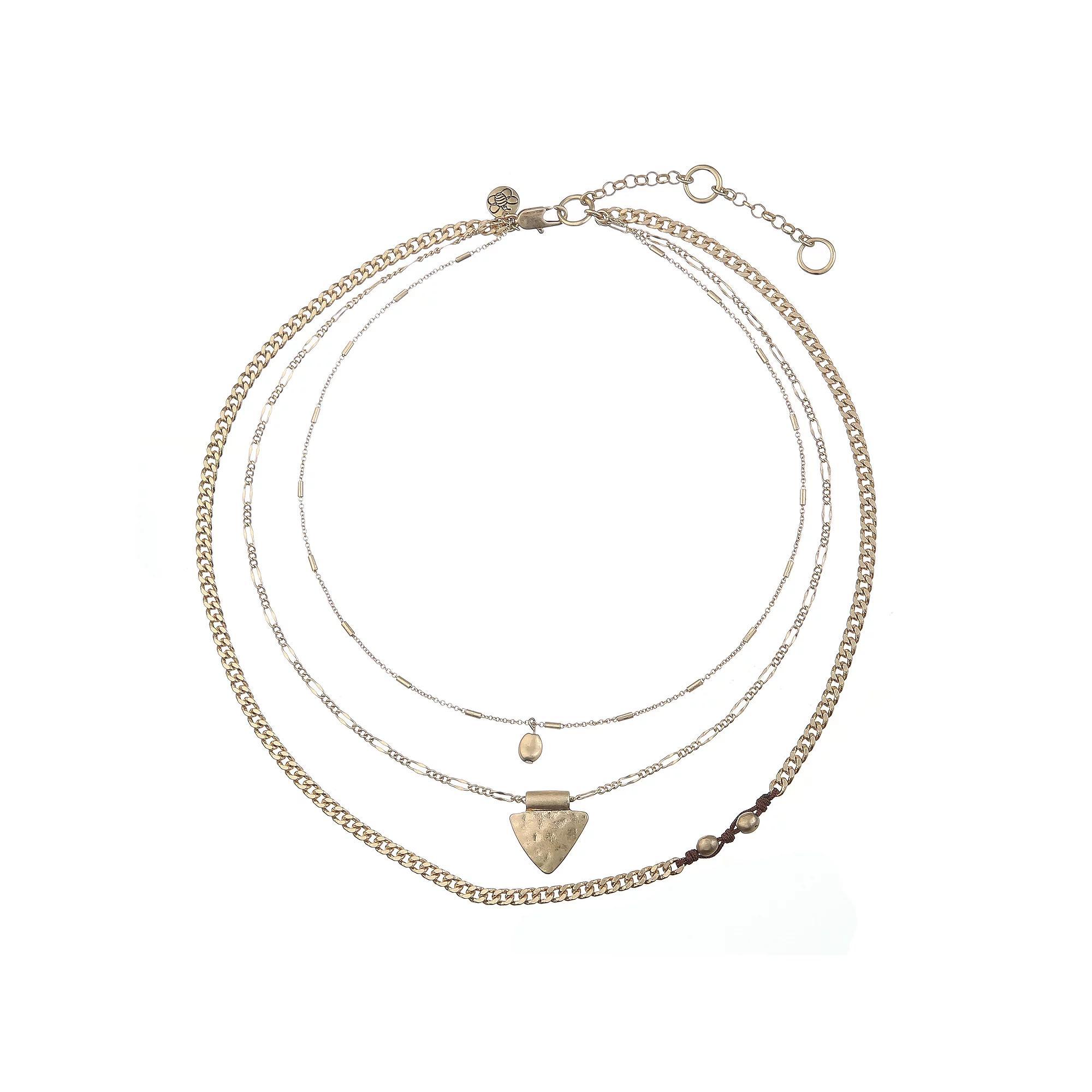 Bella Uno Worn Gold Multi-strand Arrow Charm Chain Necklace, Women's, Size: 16/18/20+3, Gold Tone Product Image