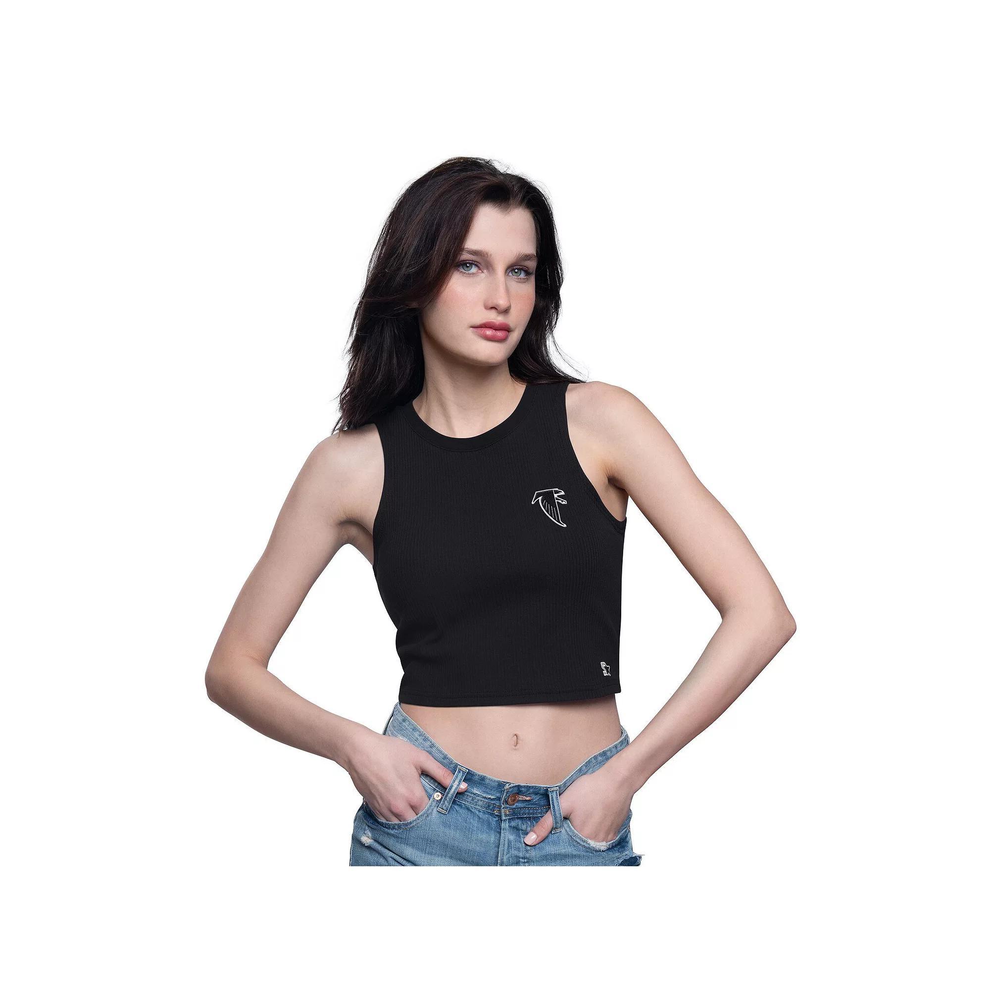Women's Starter  Black Las Vegas Raiders Show Up Cropped Tank Top, Size: Small, Lvr Black Product Image